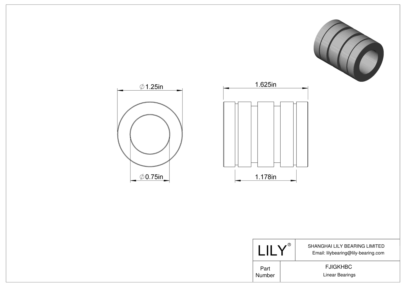 FJIGKHBC Common Linear Sleeve Bearings cad drawing