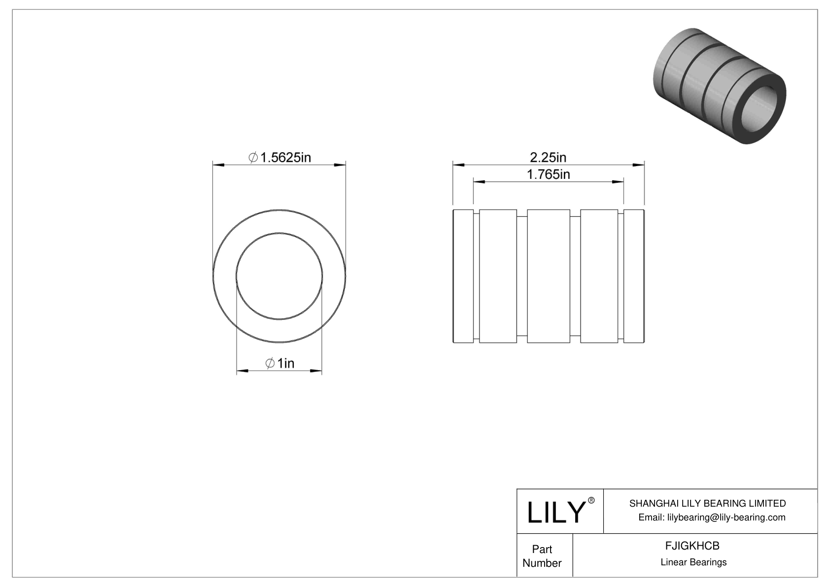 FJIGKHCB Common Linear Sleeve Bearings cad drawing