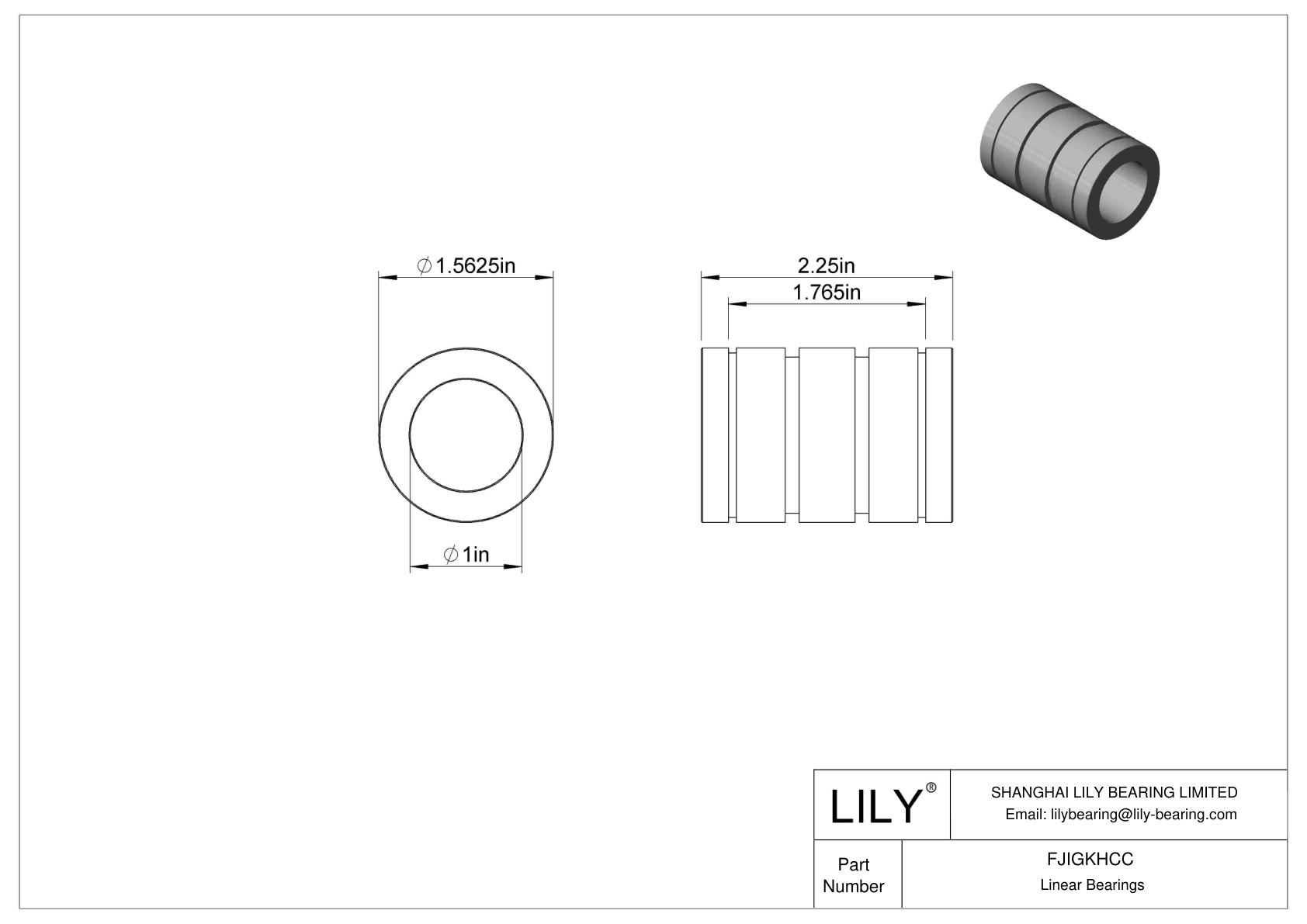 FJIGKHCC Common Linear Sleeve Bearings cad drawing