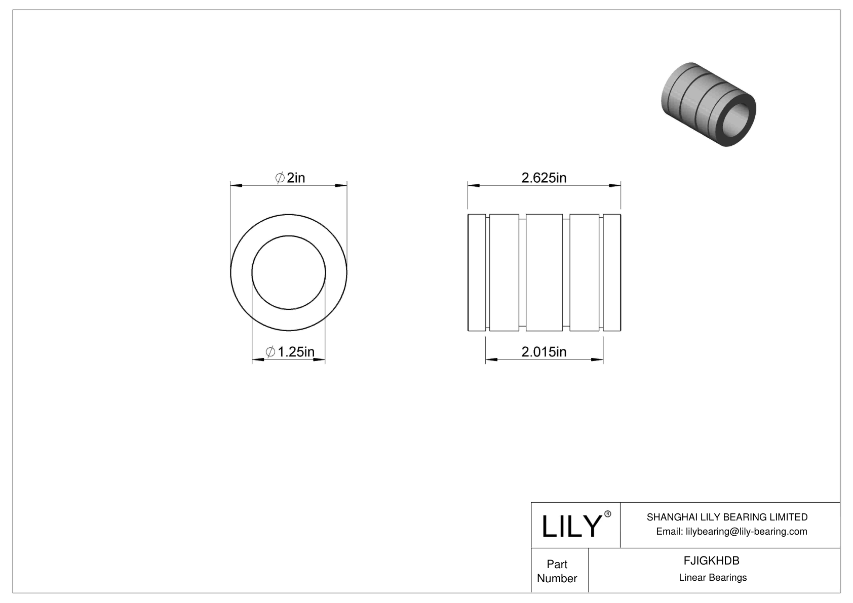 FJIGKHDB Common Linear Sleeve Bearings cad drawing