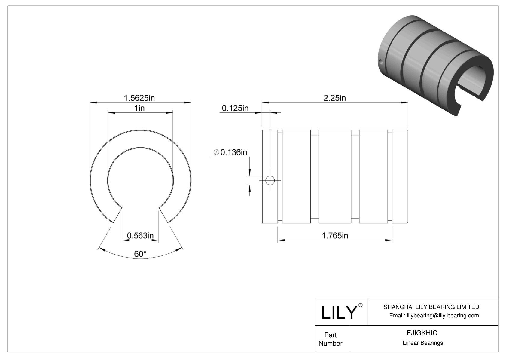 FJIGKHIC Common Linear Sleeve Bearings for Support Rail Shafts cad drawing