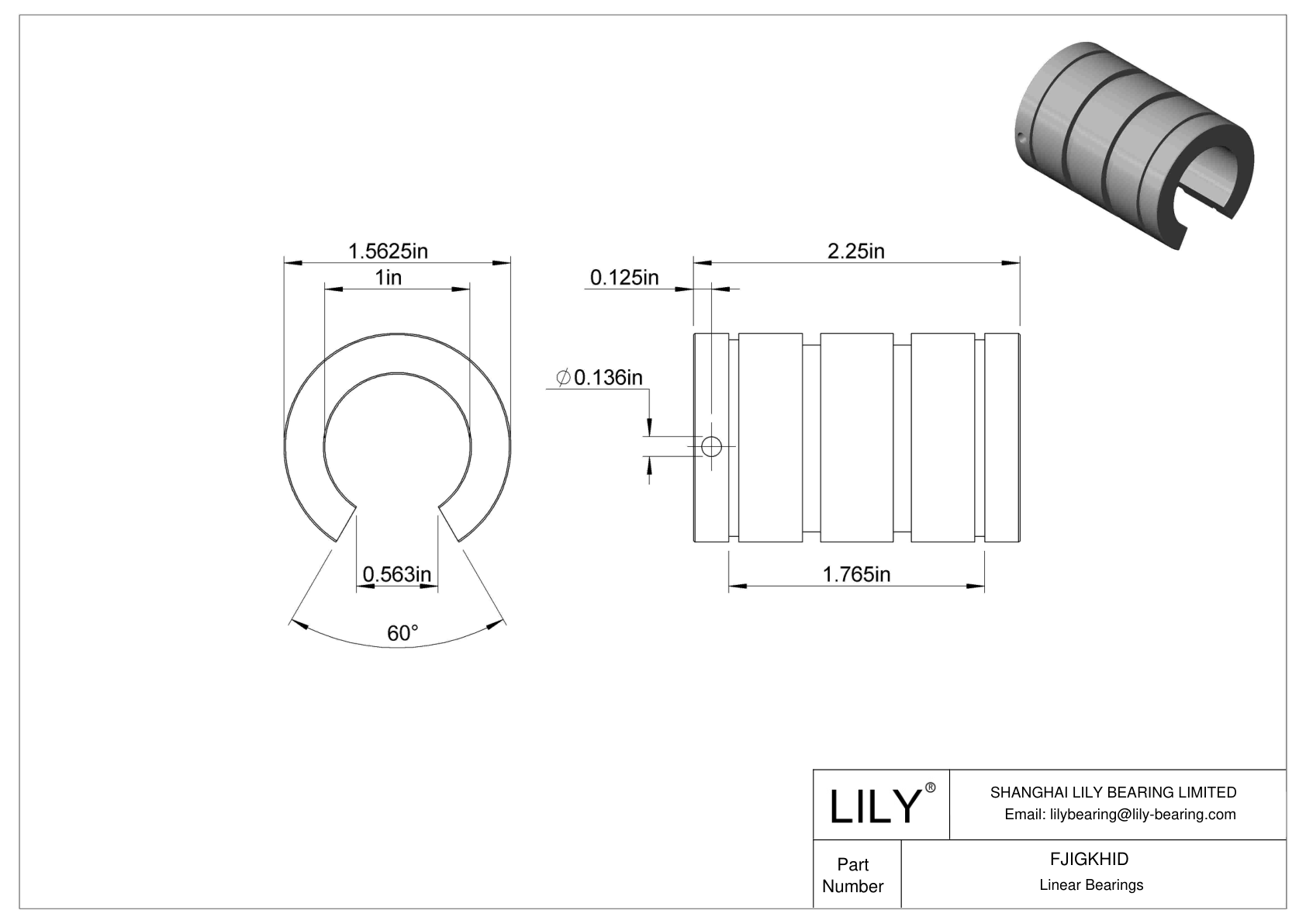 FJIGKHID Common Linear Sleeve Bearings for Support Rail Shafts cad drawing