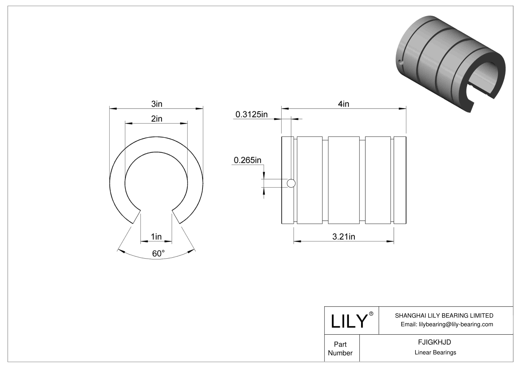 FJIGKHJD Common Linear Sleeve Bearings for Support Rail Shafts cad drawing