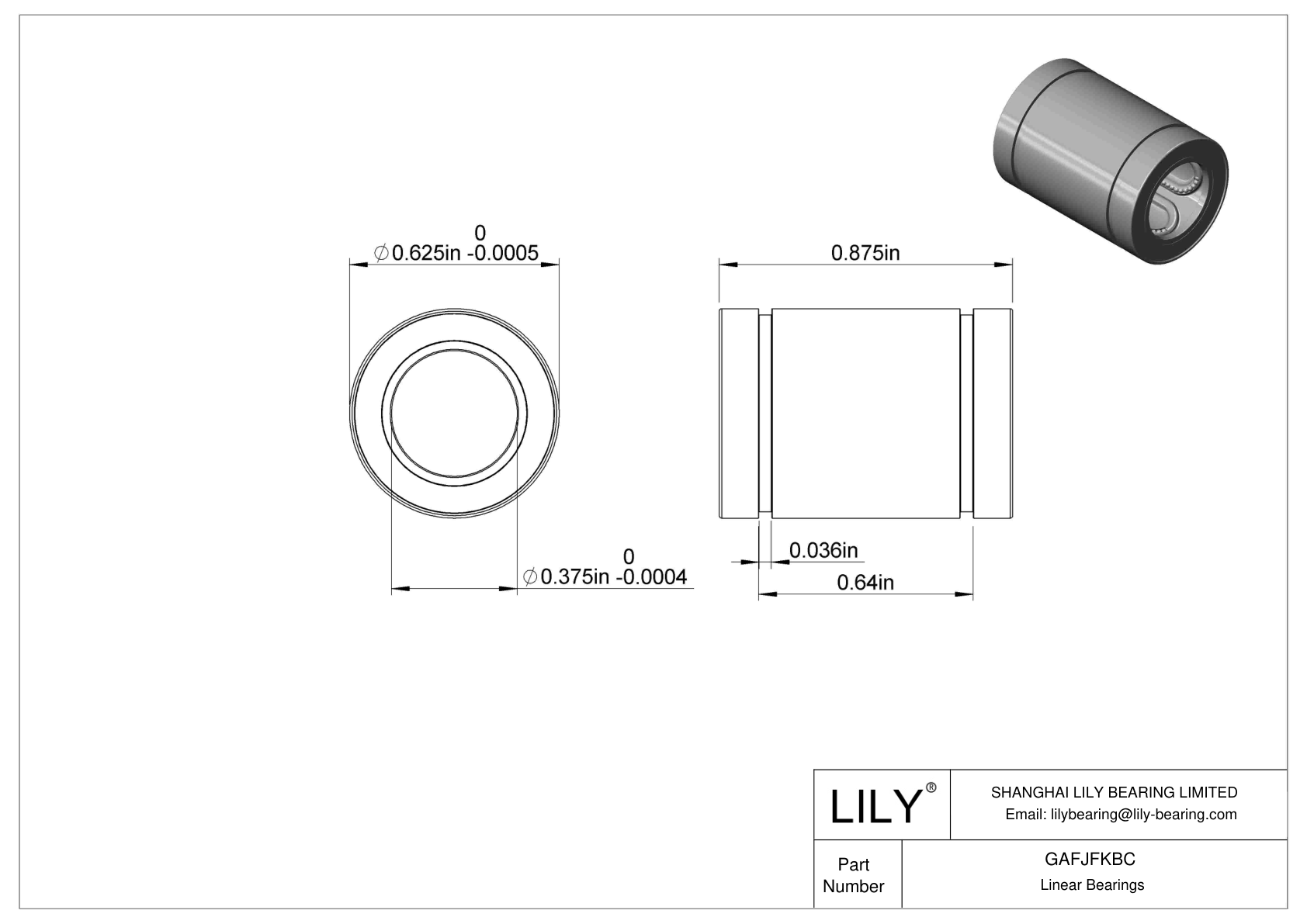 GAFJFKBC Common Linear Ball Bearings cad drawing