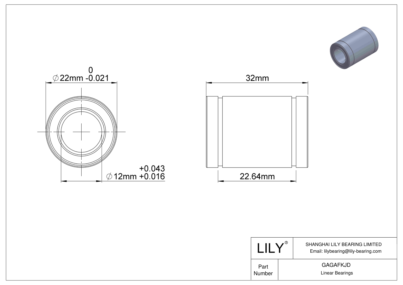 GAGAFKJD Rodamientos lineales de manguito comunes cad drawing