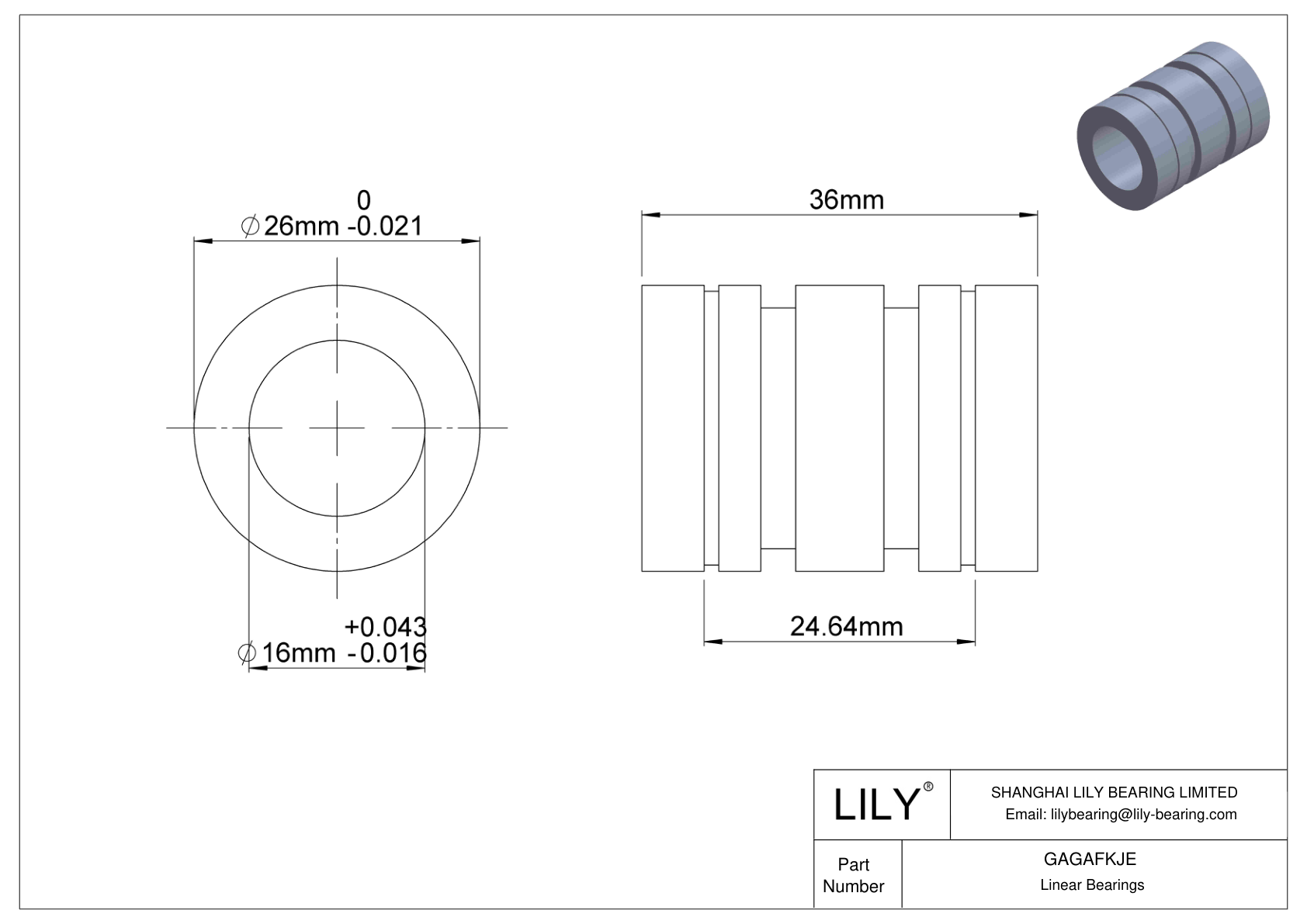 GAGAFKJE 普通直线轴承 cad drawing