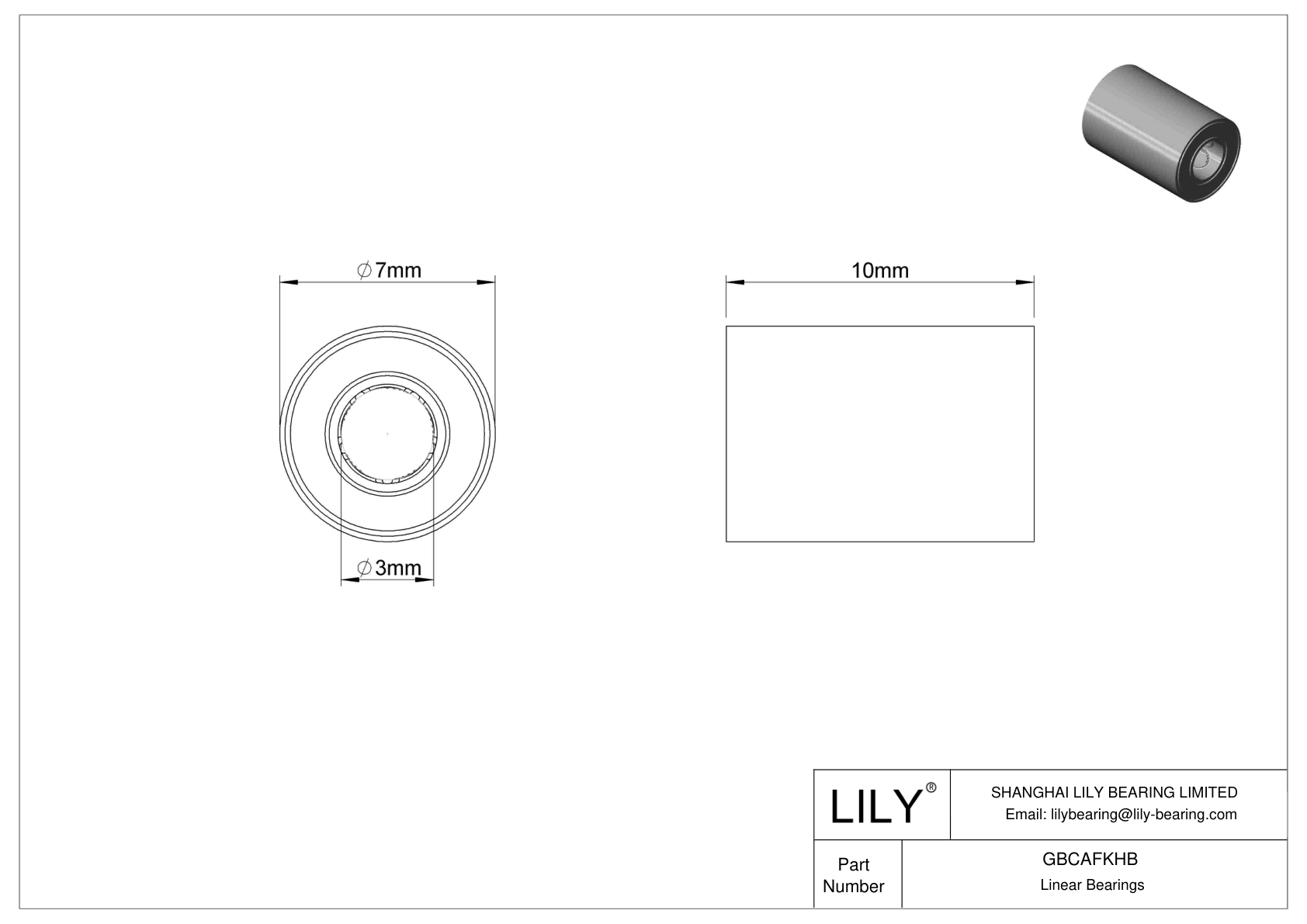 GBCAFKHB Common Linear Ball Bearings cad drawing
