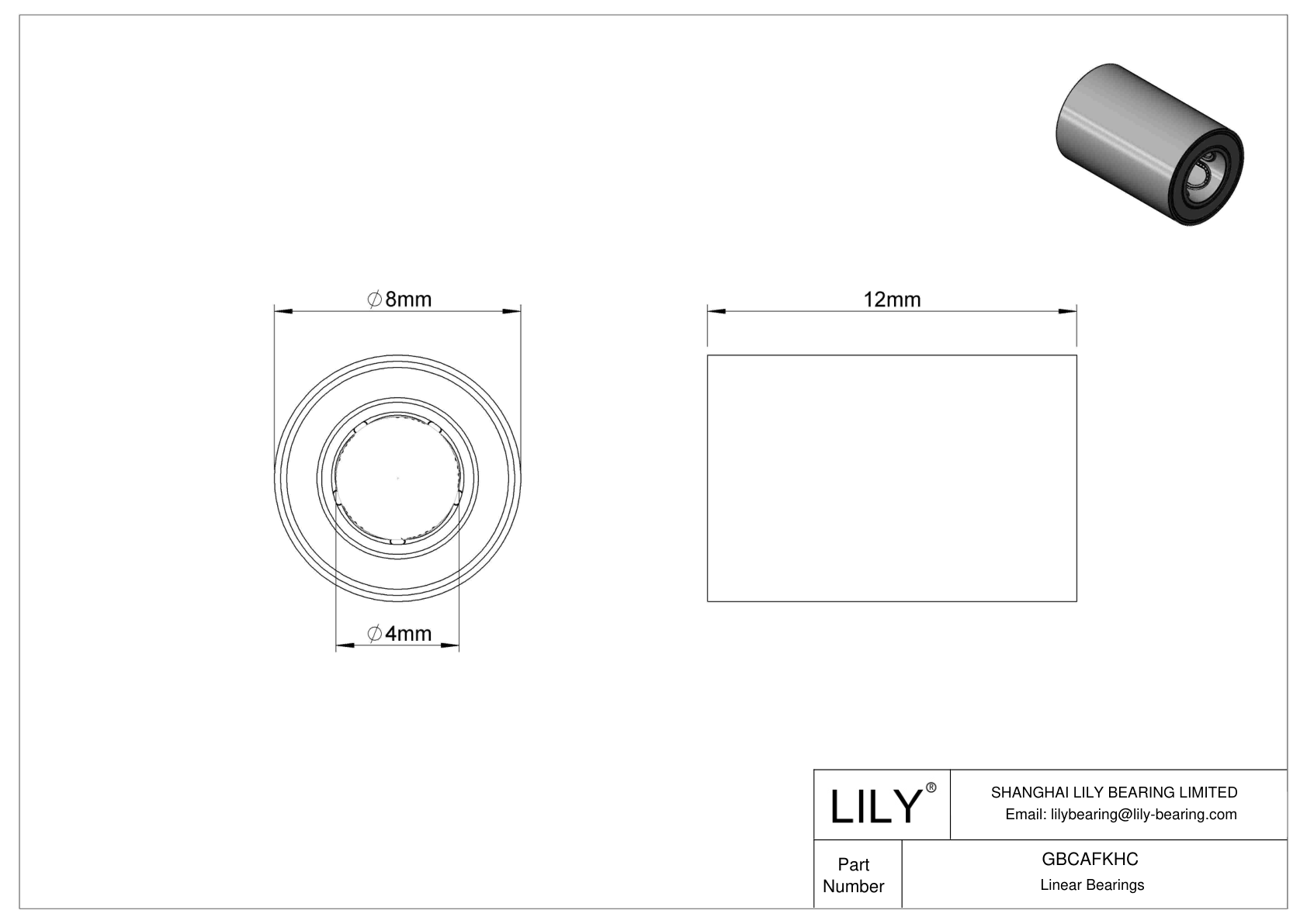 GBCAFKHC Rodamientos lineales a bolas comunes cad drawing