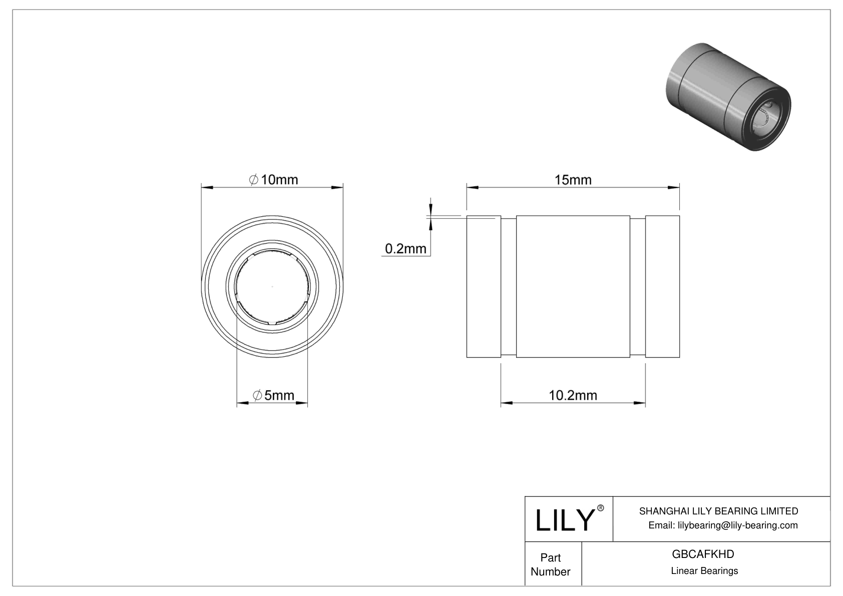 GBCAFKHD Common Linear Ball Bearings cad drawing