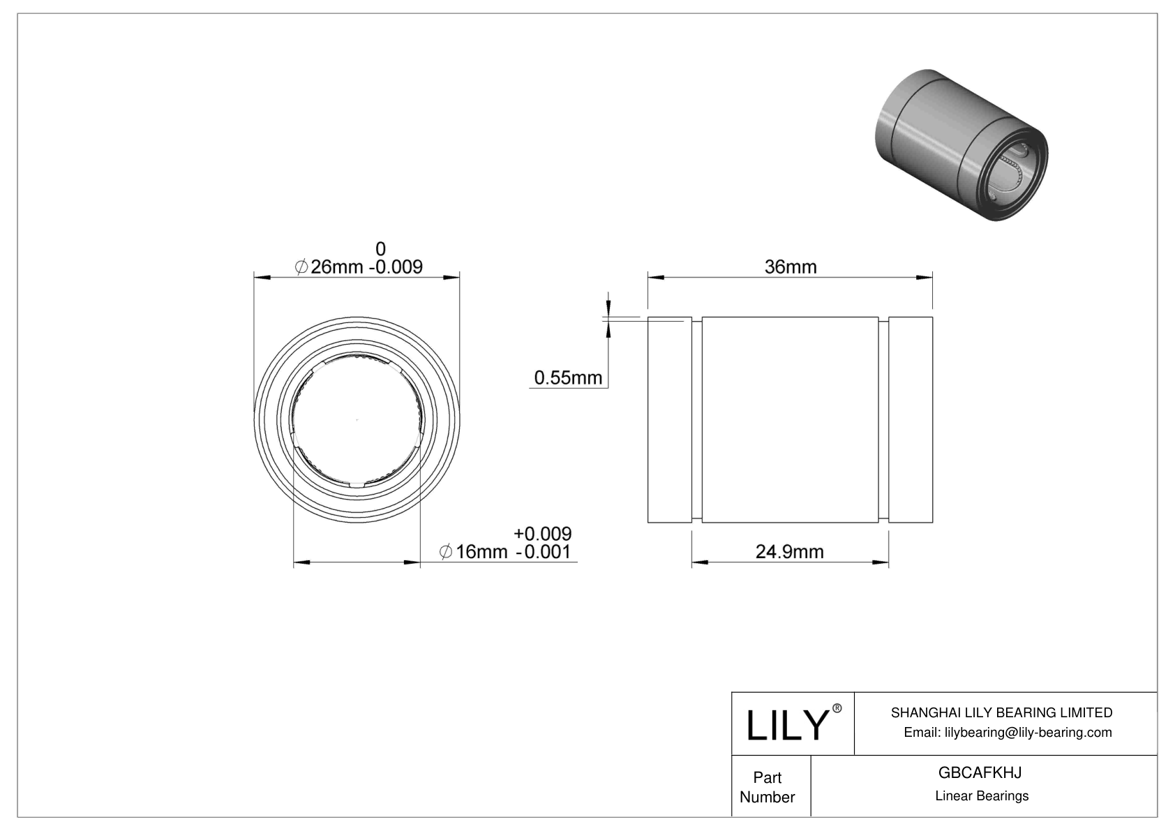 GBCAFKHJ Common Linear Ball Bearings cad drawing