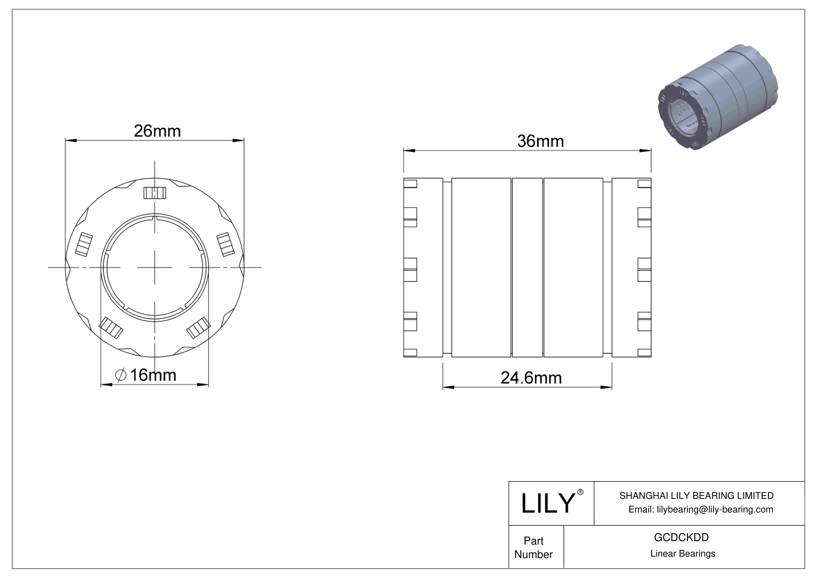 GCDCKDD Rodamientos lineales a bolas de alta carga cad drawing