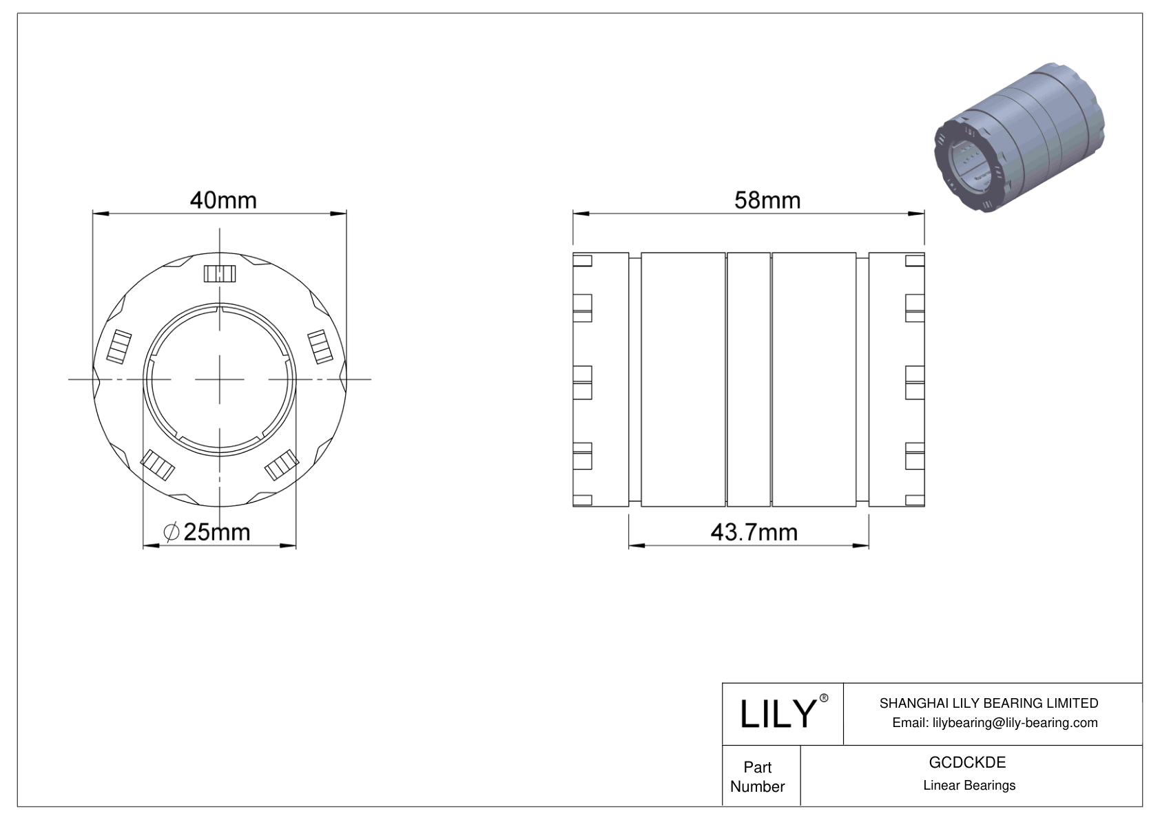 GCDCKDE Rodamientos lineales a bolas de alta carga cad drawing