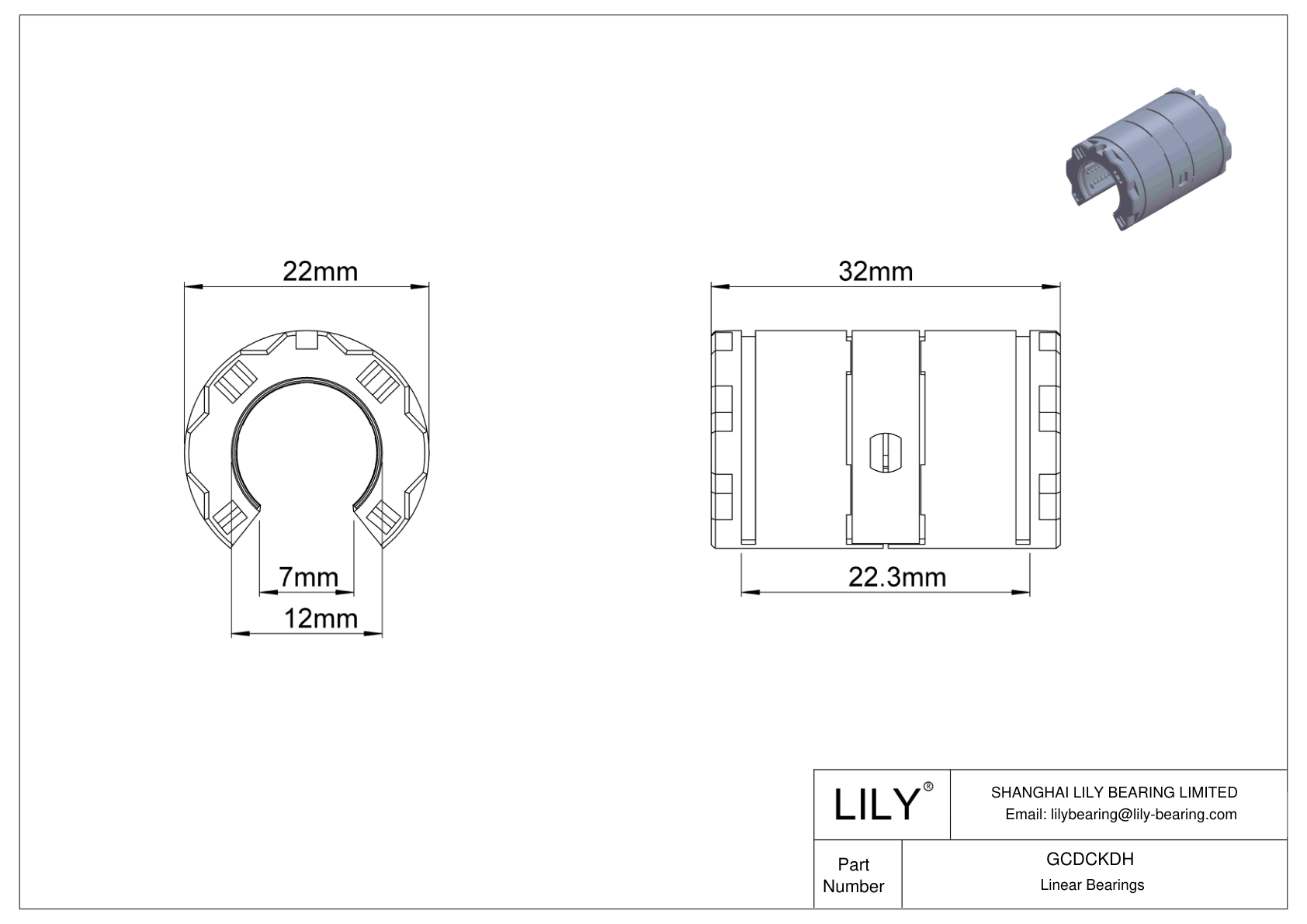 GCDCKDH 用于支撑轨道轴的高负荷直线球轴承 cad drawing