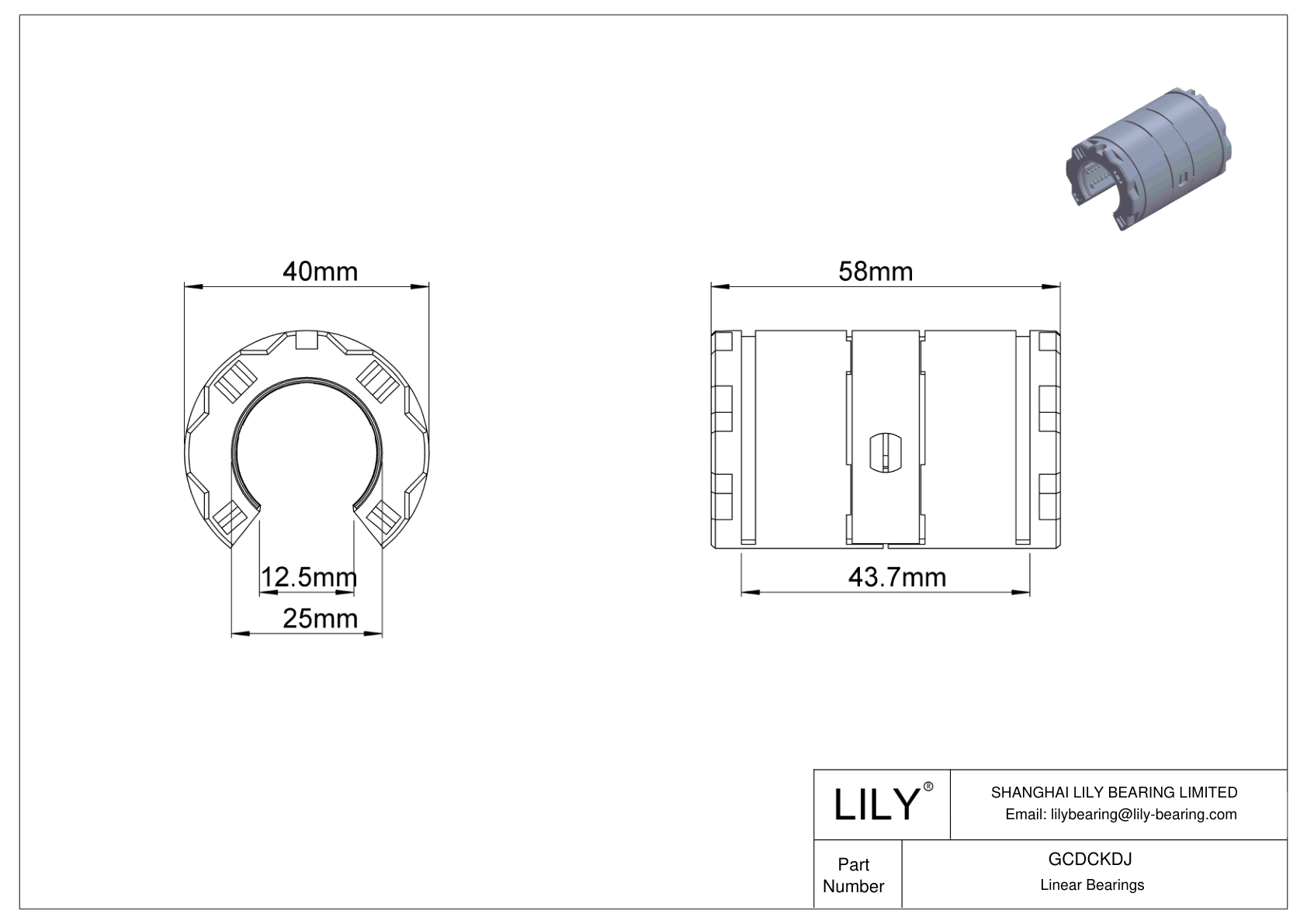 GCDCKDJ 用于支撑轨道轴的高负荷直线球轴承 cad drawing