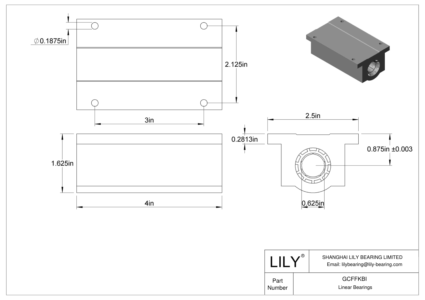 GCFFKBI Rodamientos lineales a bolas montados de alta carga cad drawing