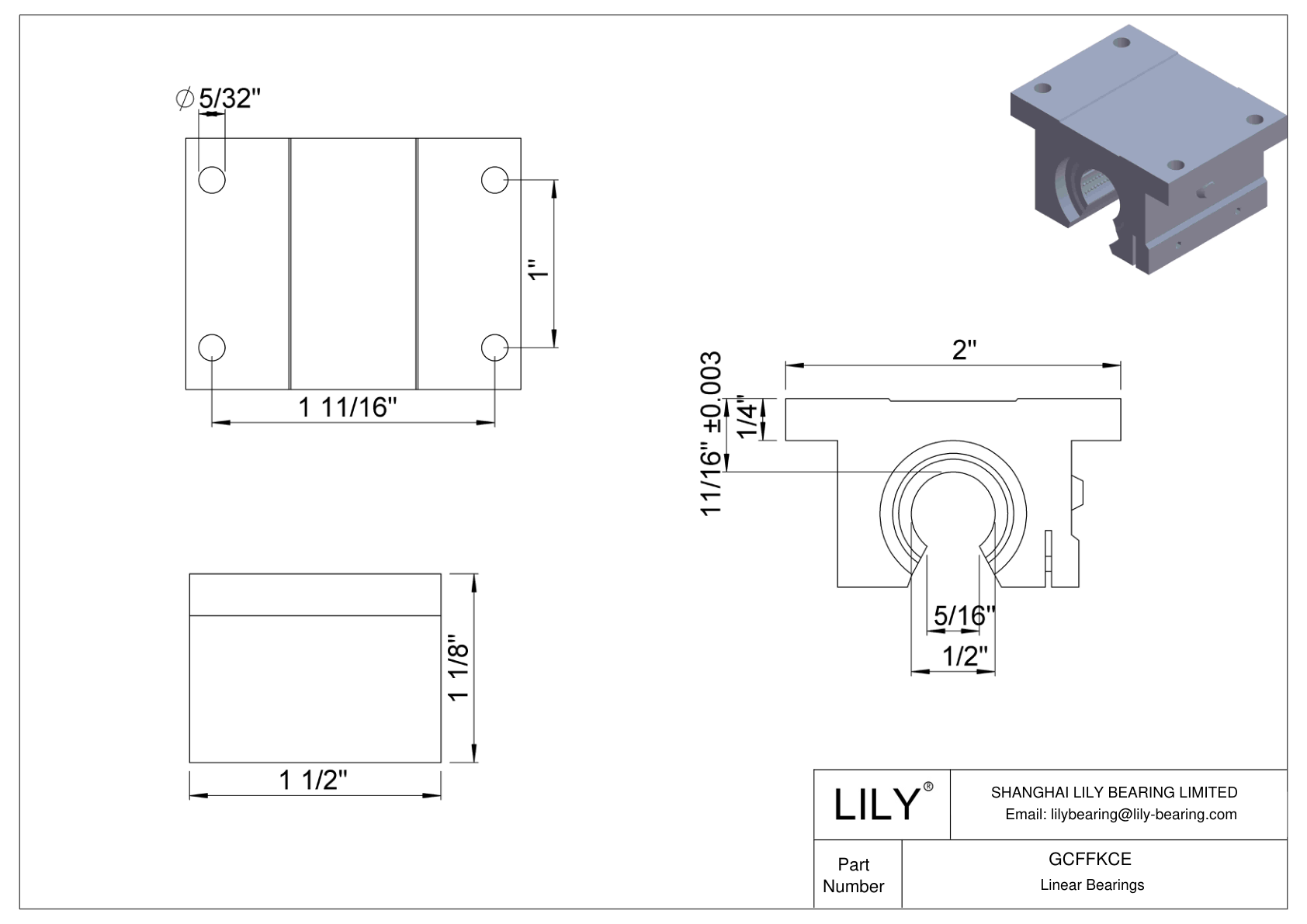 GCFFKCE Rodamientos lineales a bolas montados de alta carga para ejes de raíles de soporte cad drawing