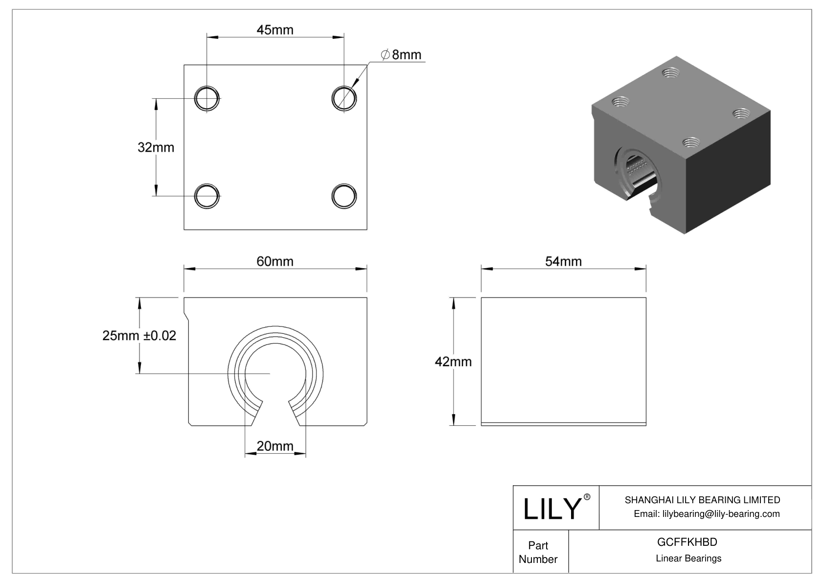 GCFFKHBD 用于支撑轨道轴的高负荷带座直线球轴承 cad drawing