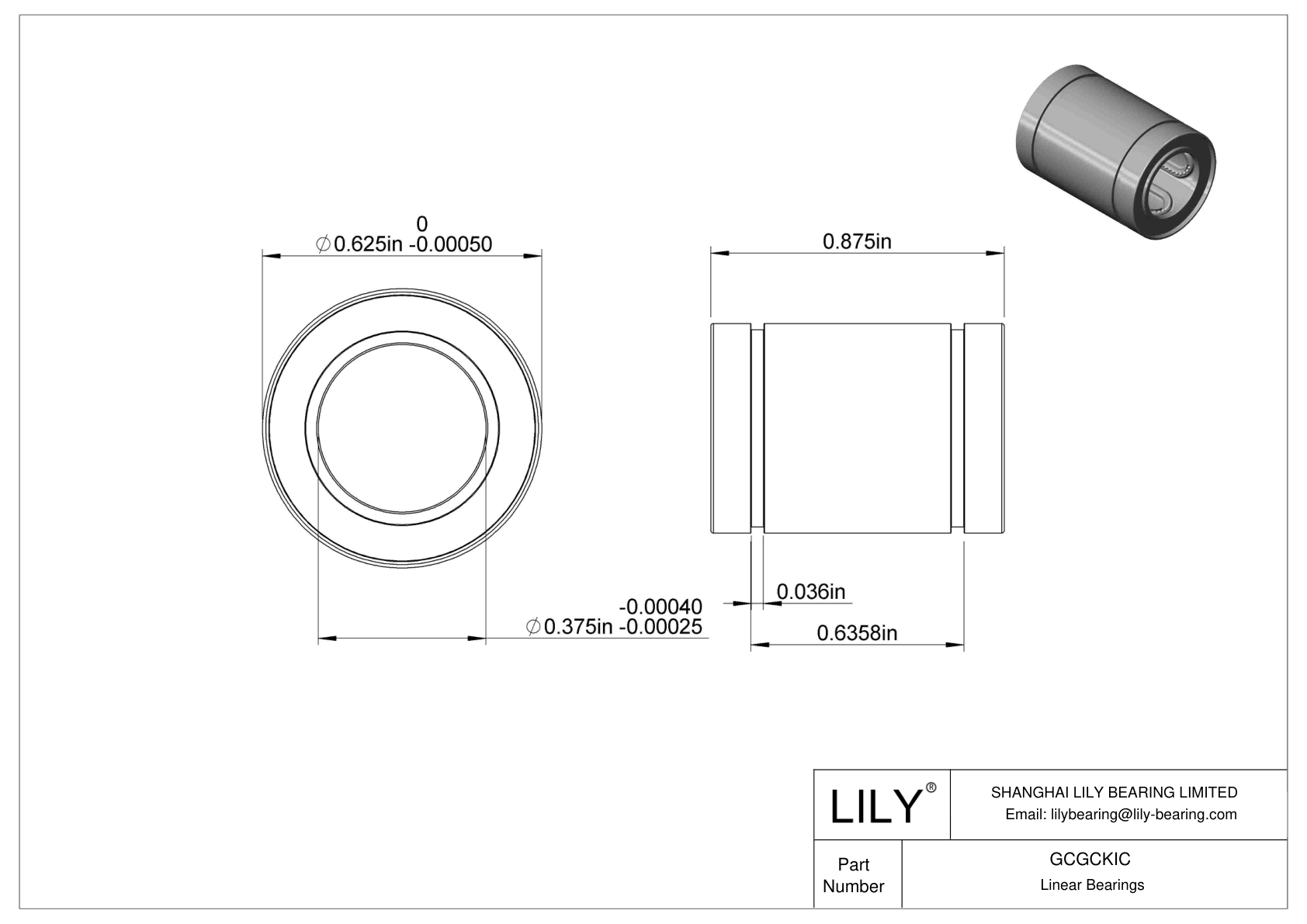 GCGCKIC Common Linear Ball Bearings cad drawing