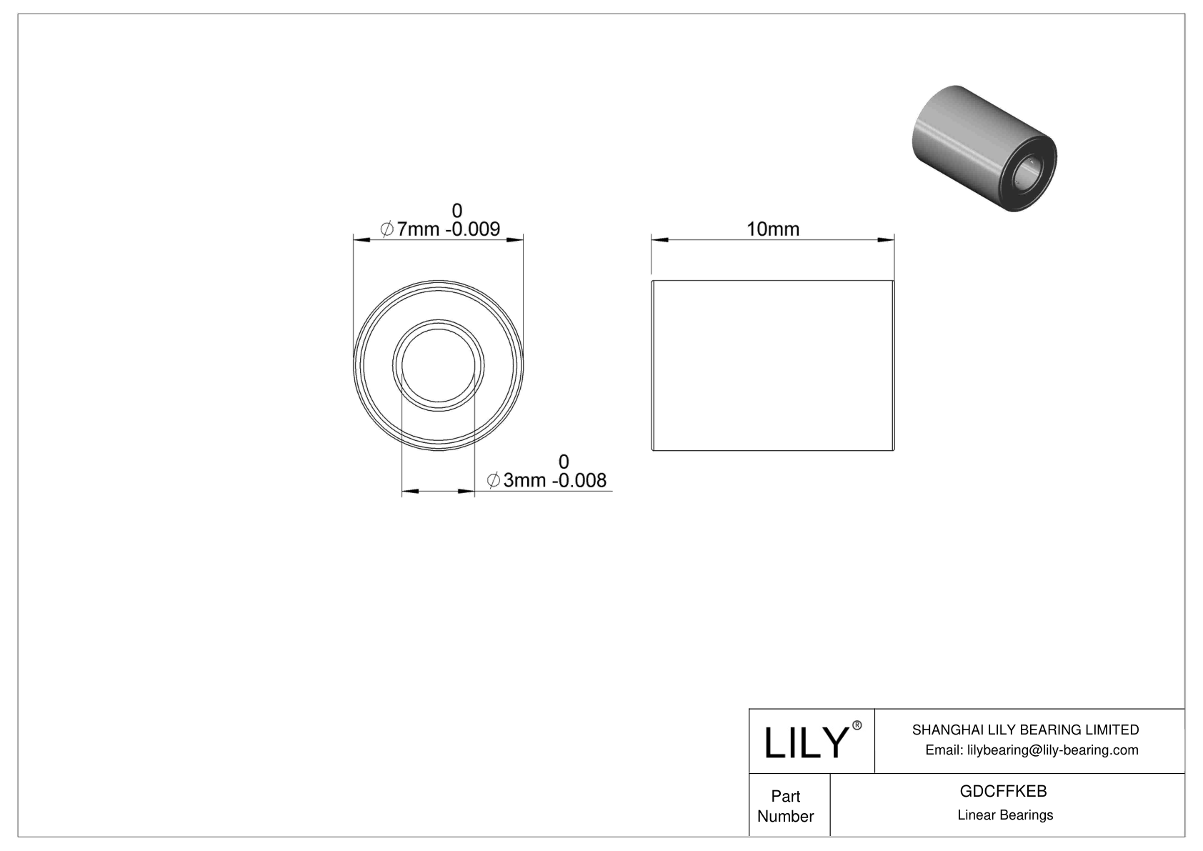 GDCFFKEB High-Temperature Linear Ball Bearings cad drawing