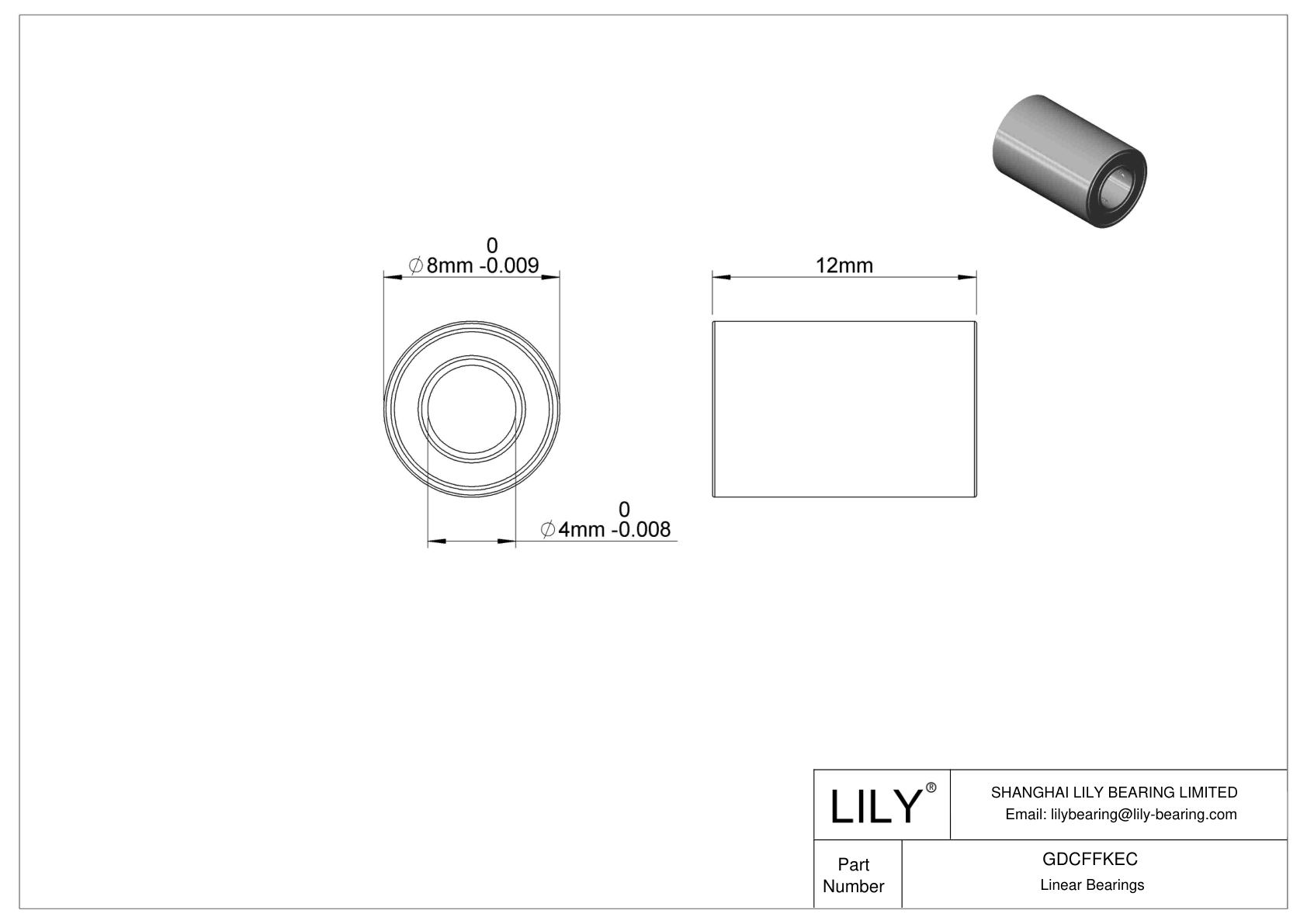 GDCFFKEC High-Temperature Linear Ball Bearings cad drawing