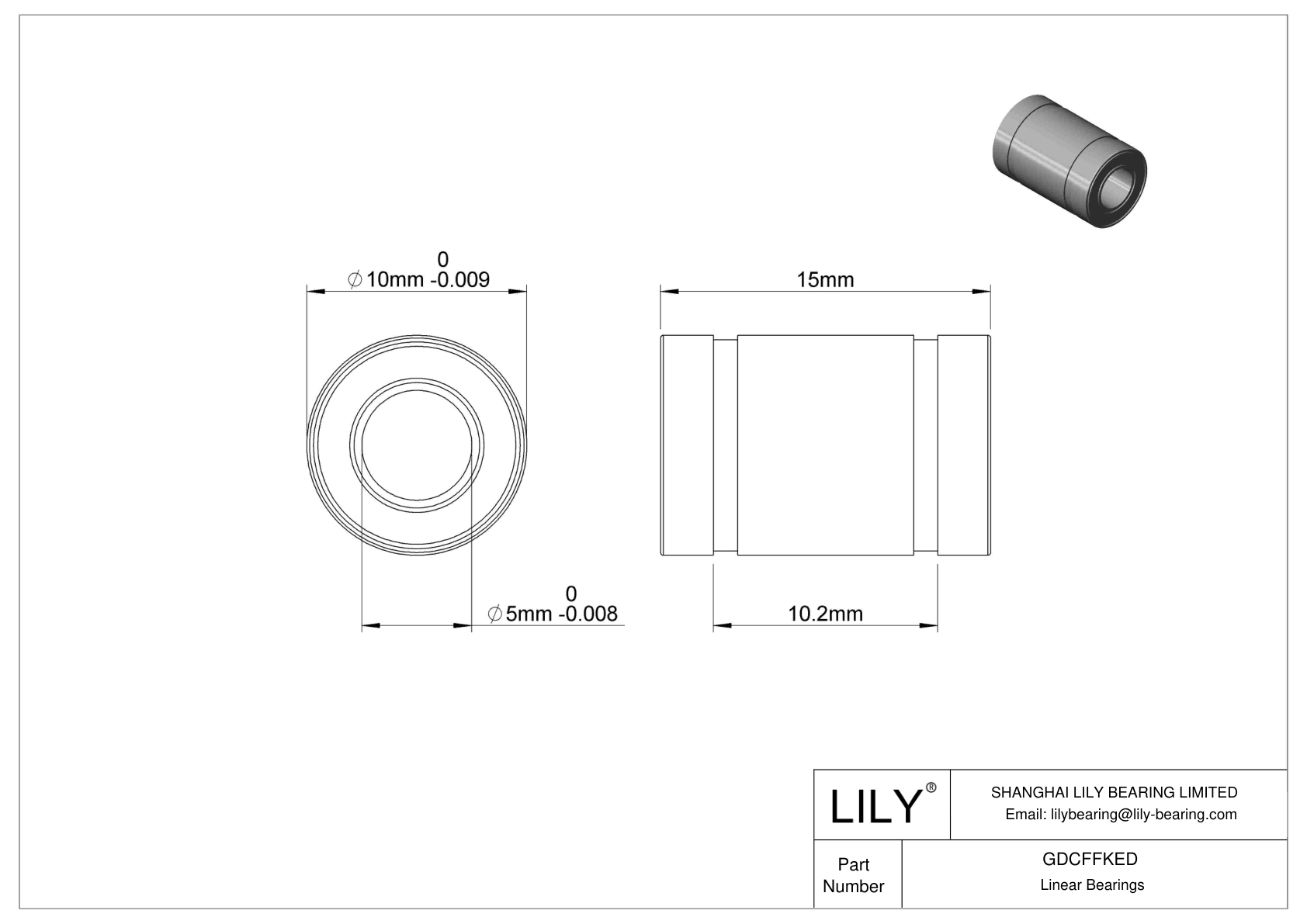 GDCFFKED High-Temperature Linear Ball Bearings cad drawing