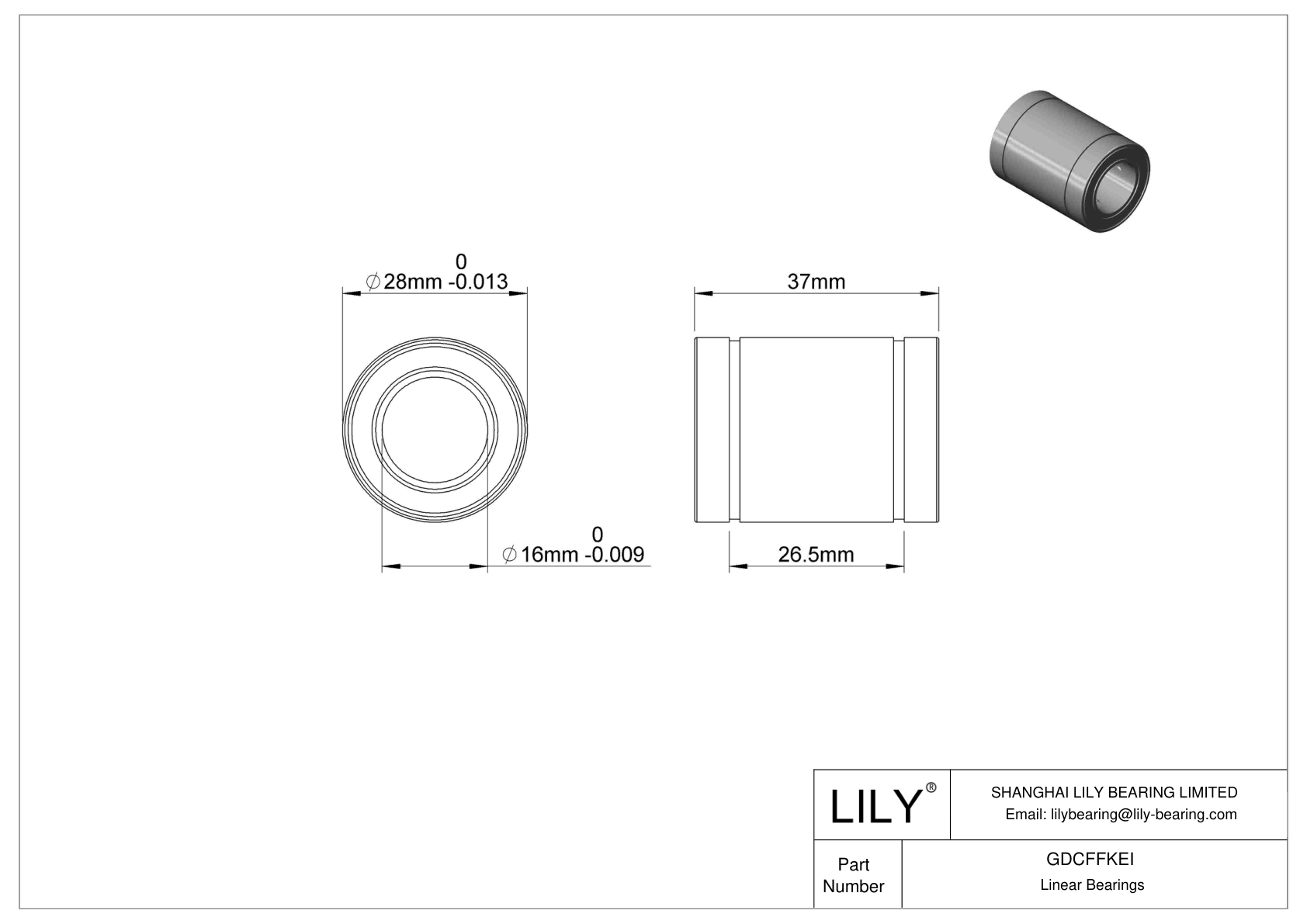 GDCFFKEI High-Temperature Linear Ball Bearings cad drawing