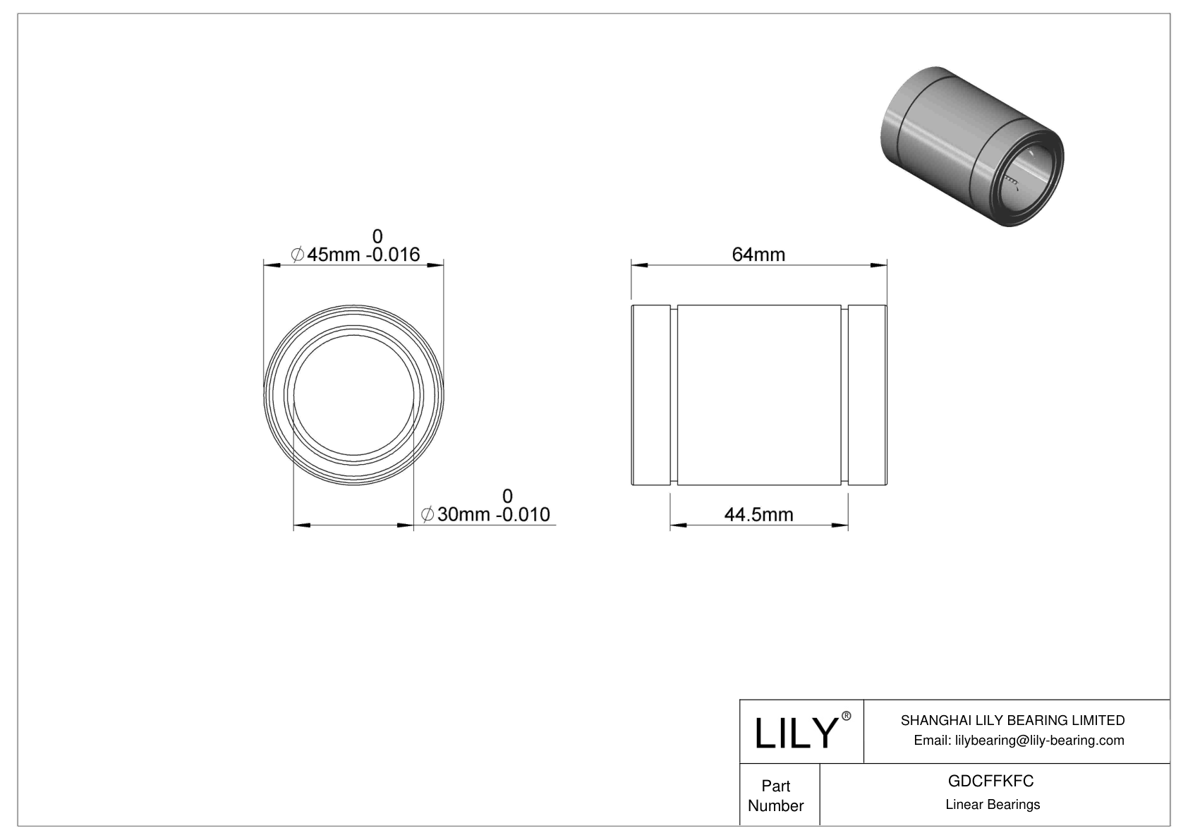 GDCFFKFC High-Temperature Linear Ball Bearings cad drawing