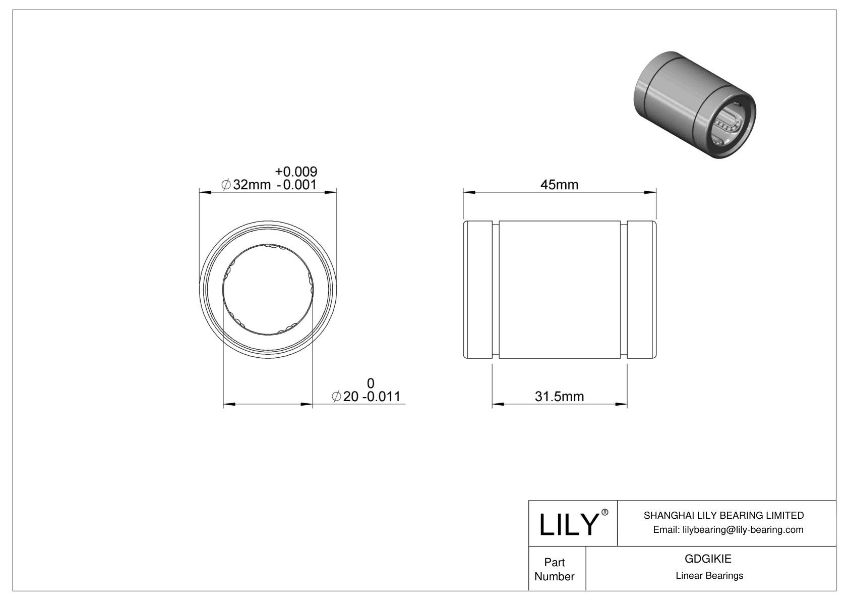 GDGIKIE Rodamientos lineales a bolas de alta temperatura cad drawing