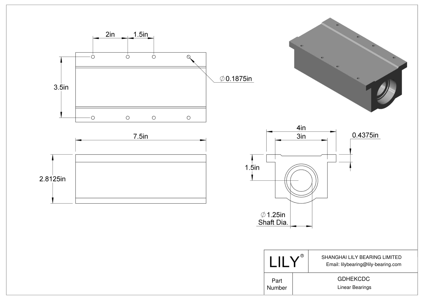 GDHEKCDC Common Mounted Linear Sleeve Bearings cad drawing