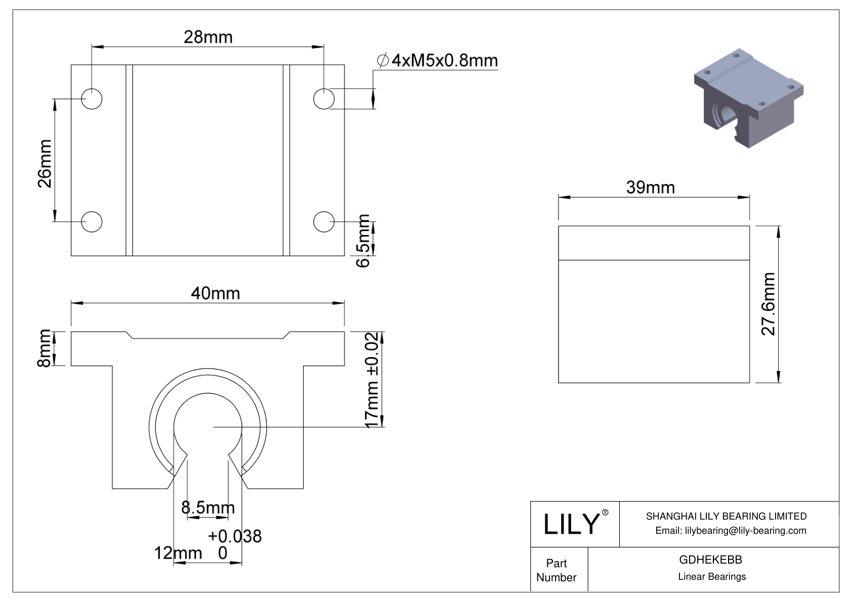 GDHEKEBB 用于支撑轨道轴的普通带座直线滑动轴承 cad drawing