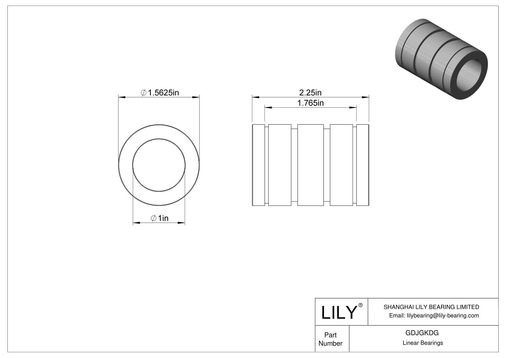 GDJGKDG Common Linear Sleeve Bearings cad drawing