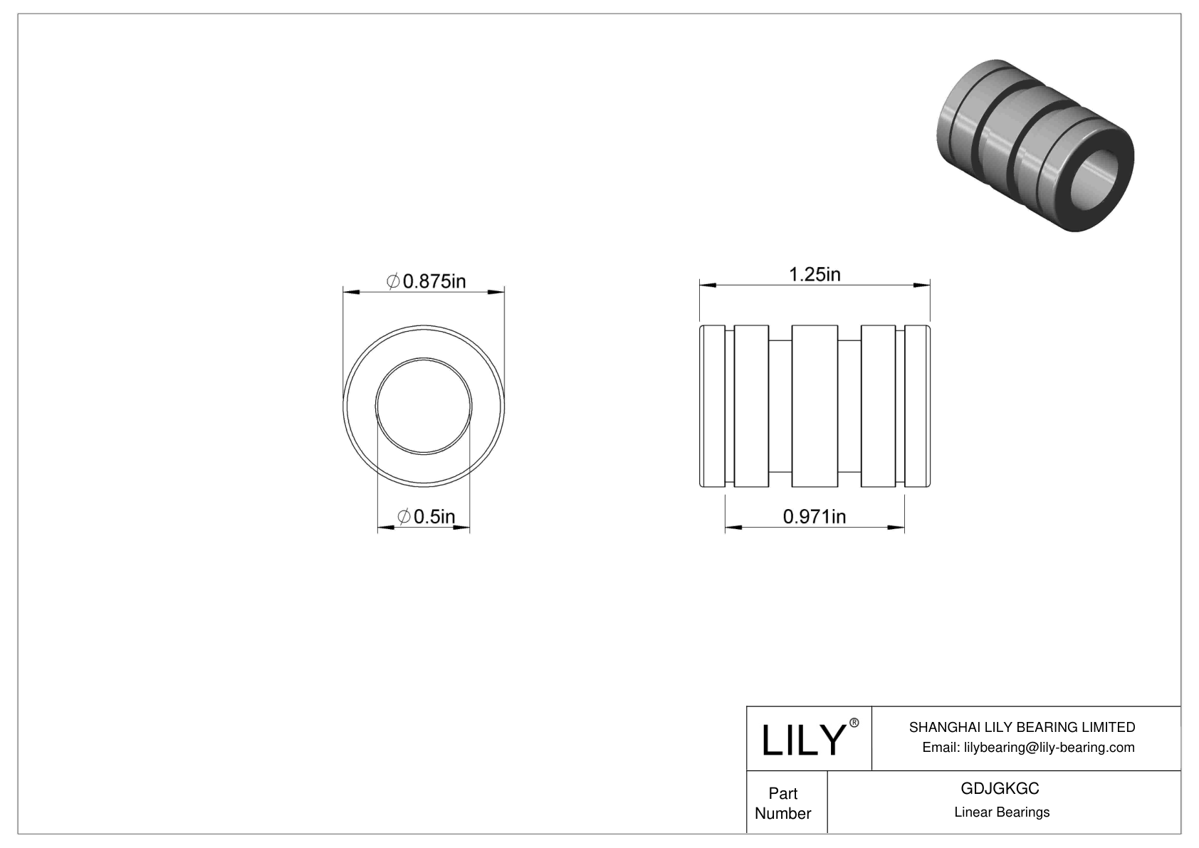 GDJGKGC Common Linear Sleeve Bearings cad drawing