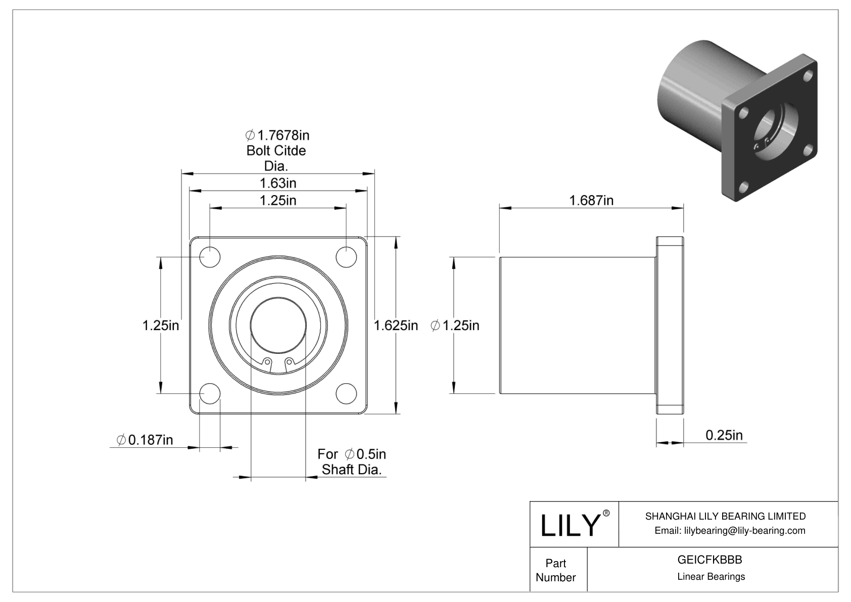 GEICFKBBB Chemical-Resistant Flange-Mounted Linear Sleeve Bearings cad drawing
