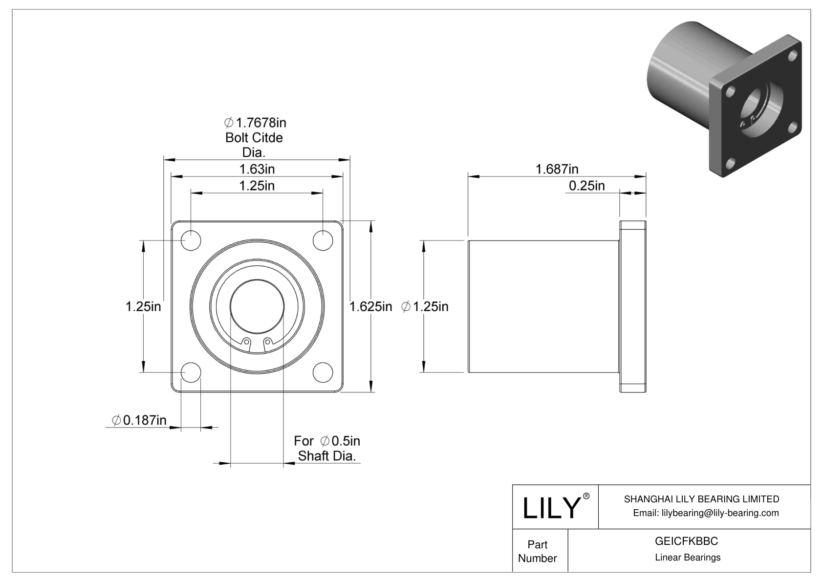 GEICFKBBC Chemical-Resistant Flange-Mounted Linear Sleeve Bearings cad drawing