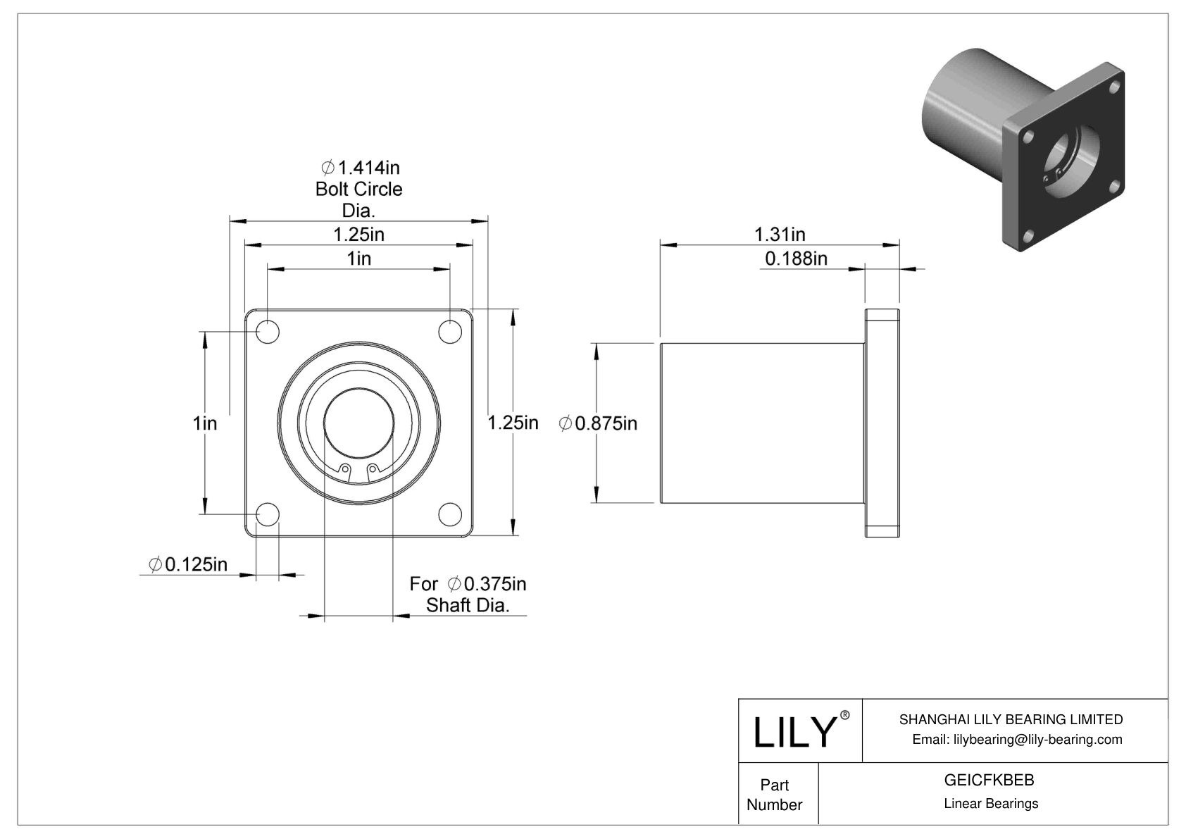 GEICFKBEB Chemical-Resistant Flange-Mounted Linear Sleeve Bearings cad drawing