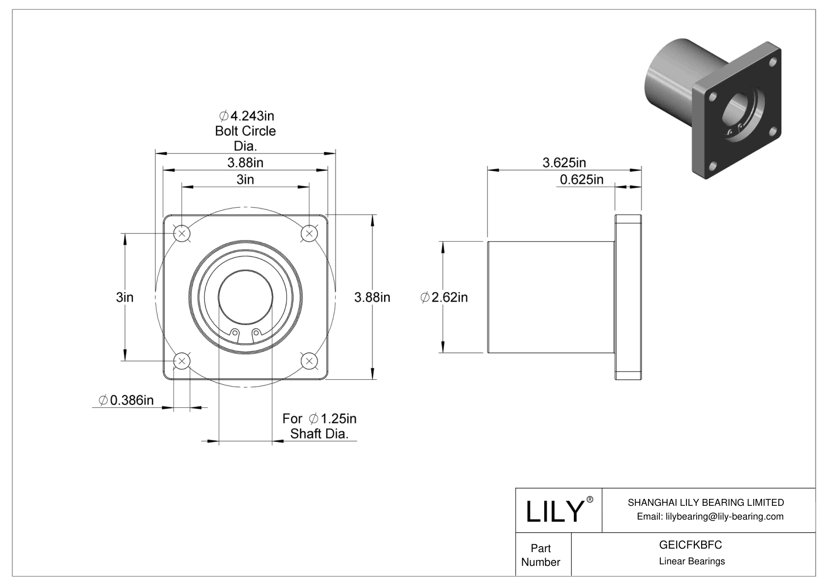 GEICFKBFC Chemical-Resistant Flange-Mounted Linear Sleeve Bearings cad drawing