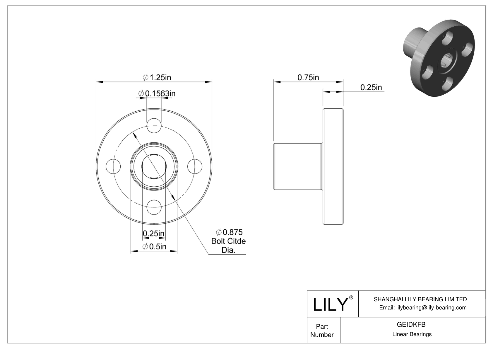 GEIDKFB 法兰带座直线球轴承 cad drawing