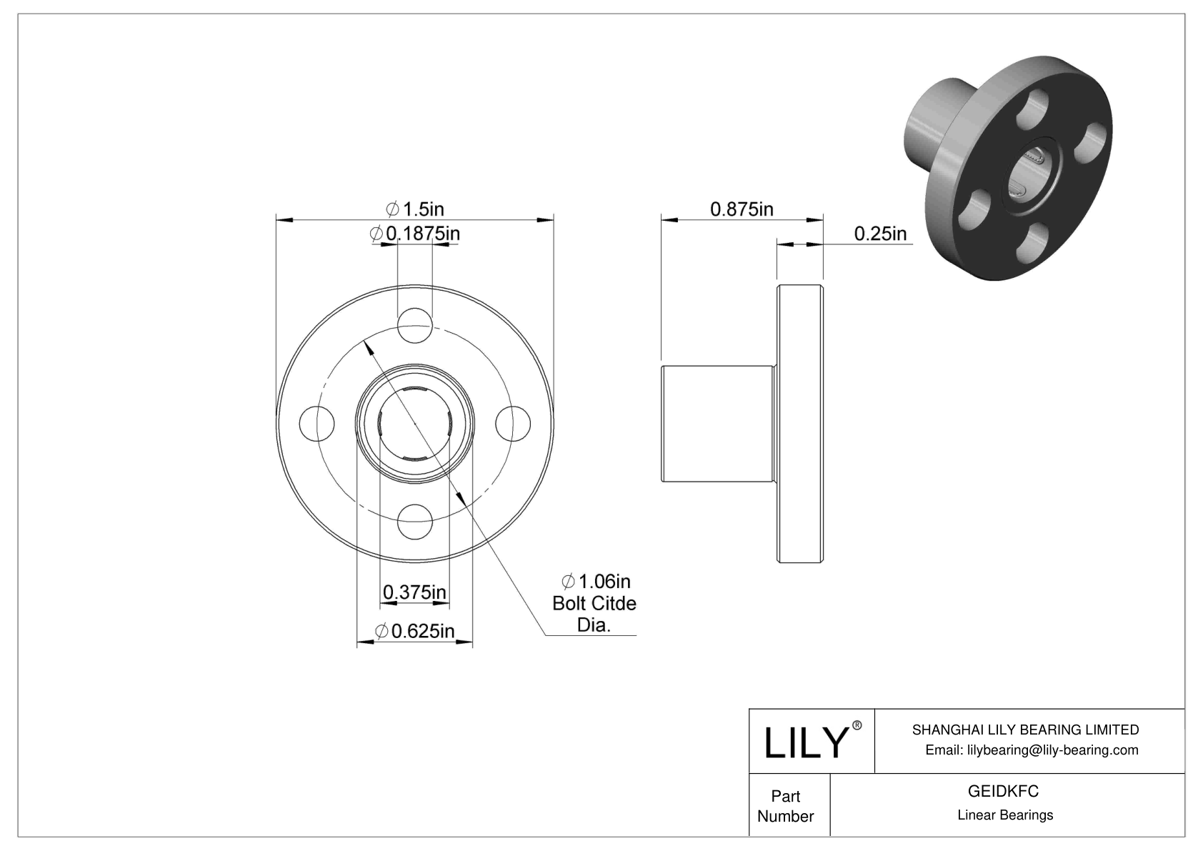 GEIDKFC 法兰带座直线球轴承 cad drawing