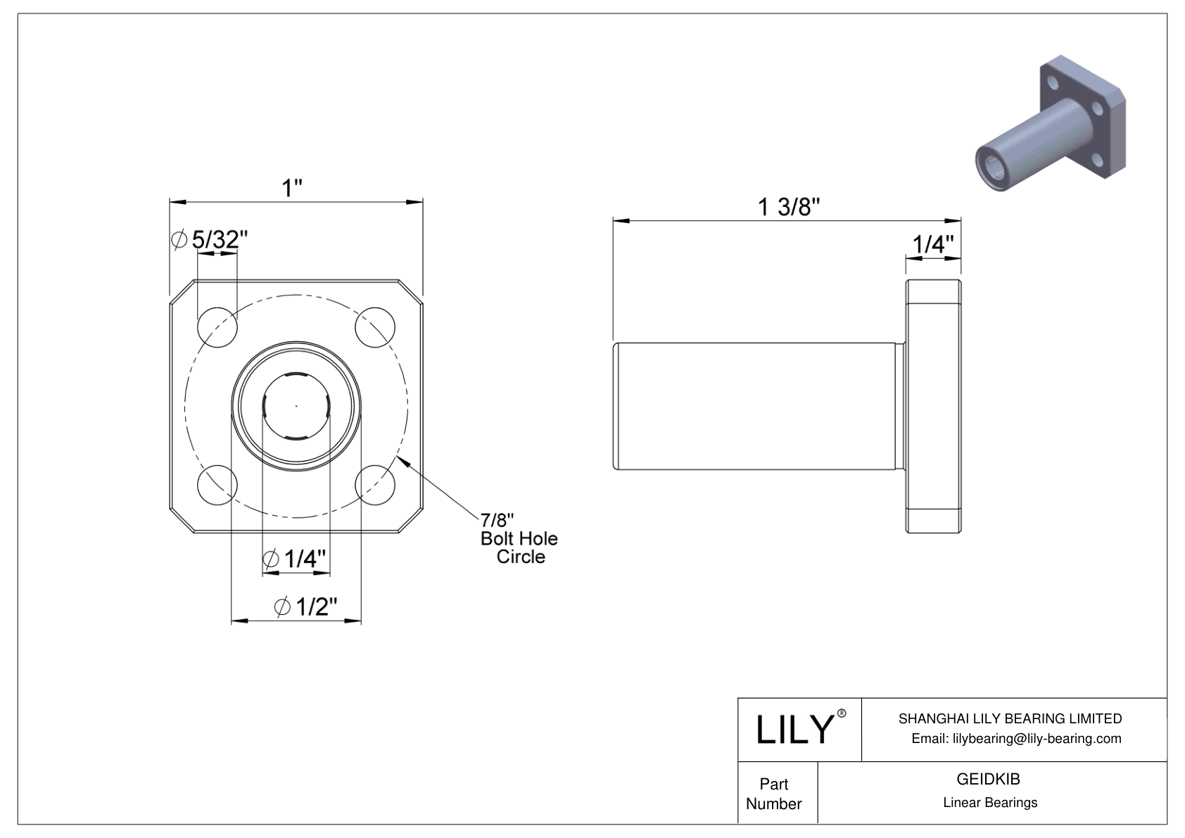 GEIDKIB 法兰带座直线球轴承 cad drawing