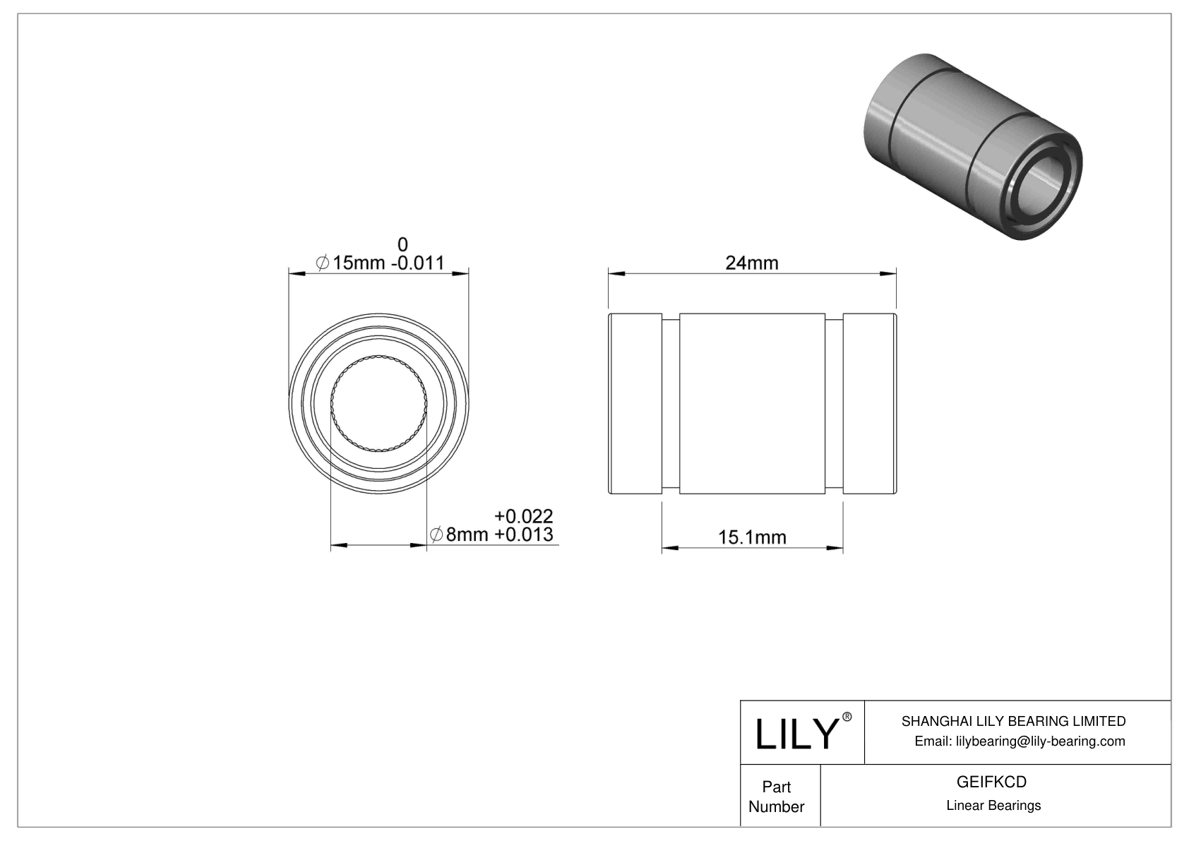 GEIFKCD Linear and Rotary Ball Bearings cad drawing