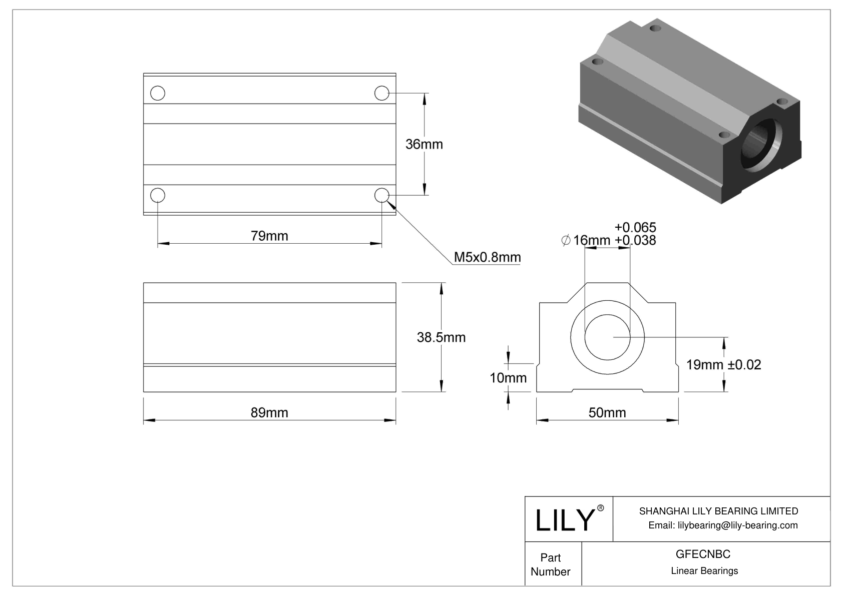 GFECNBC High-Load Mounted Linear Sleeve Bearings cad drawing