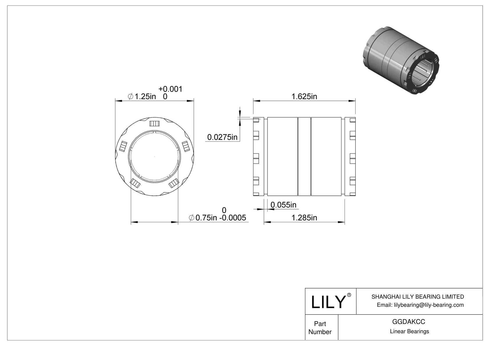 GGDAKCC Common Linear Ball Bearings cad drawing