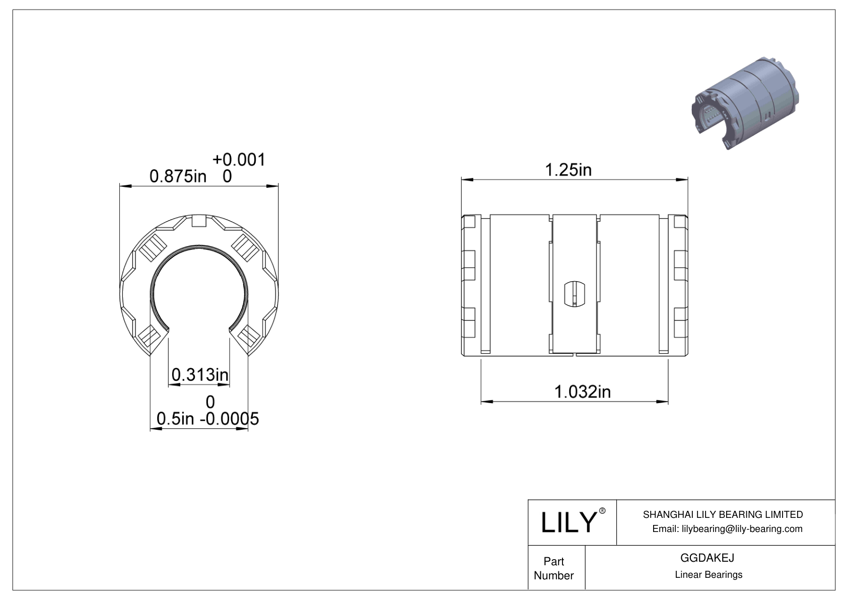 GGDAKEJ Rodamientos lineales a bolas comunes para ejes de raíles de soporte cad drawing