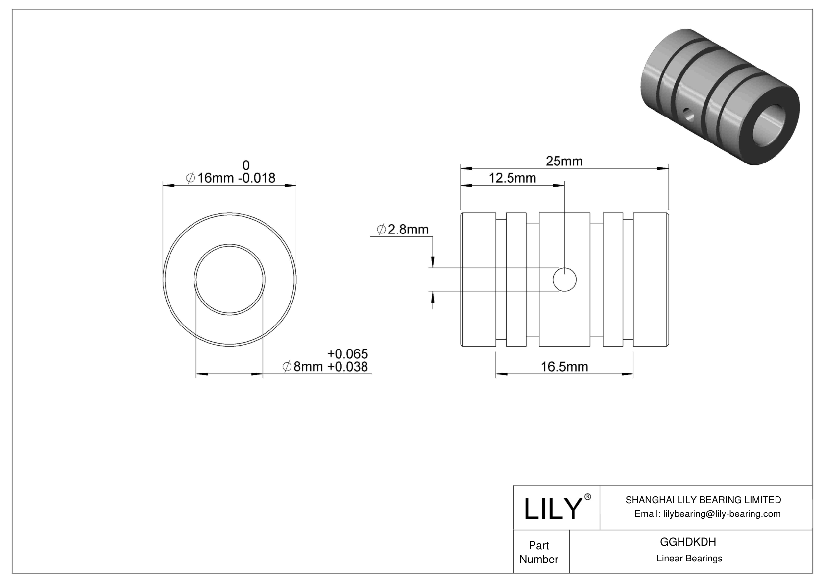 GGHDKDH High-Speed Linear Sleeve Bearings cad drawing