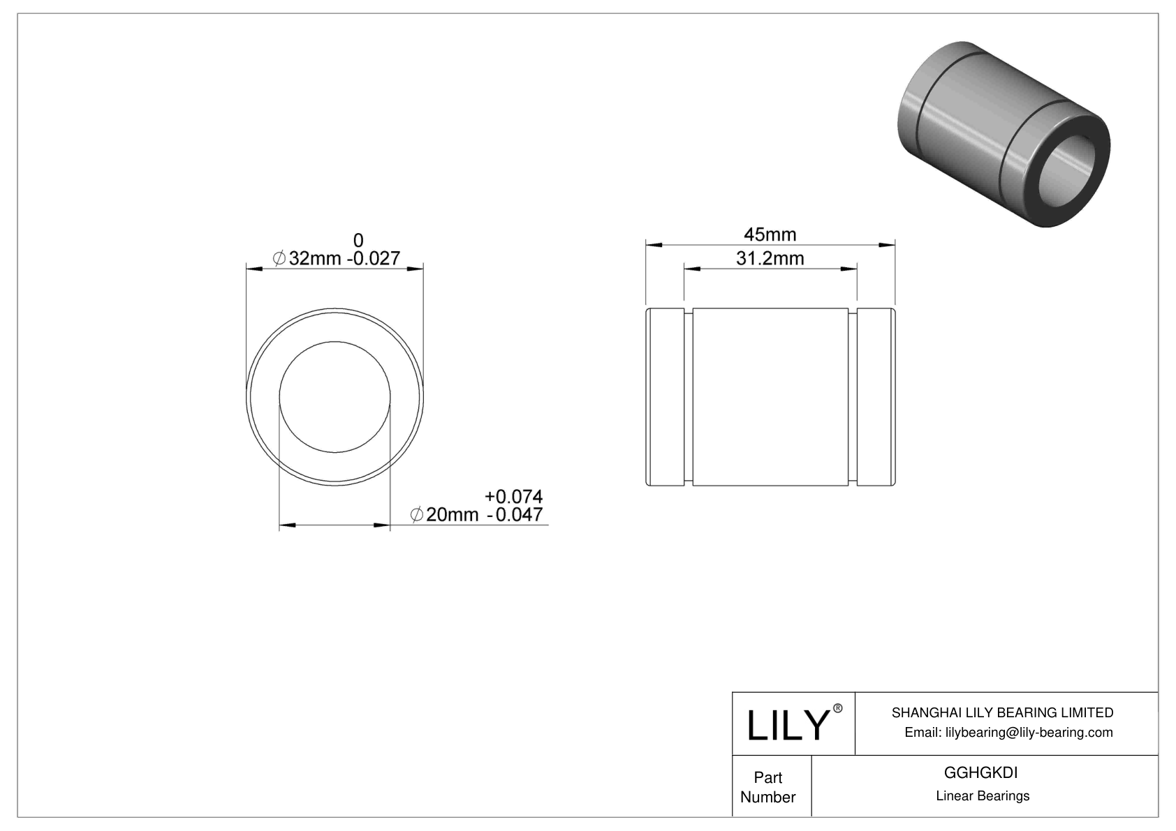 GGHGKDI Food Industry Linear Sleeve Bearings cad drawing