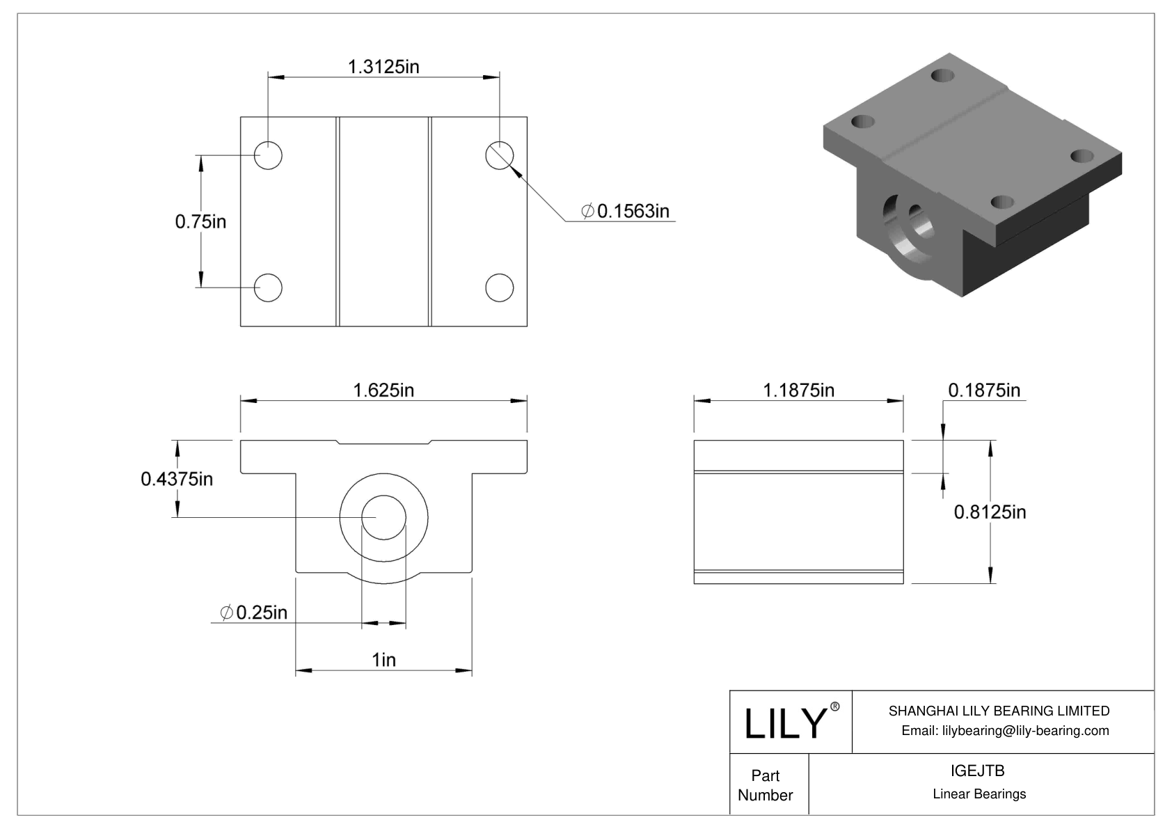 IGEJTB Common Mounted Linear Sleeve Bearings cad drawing