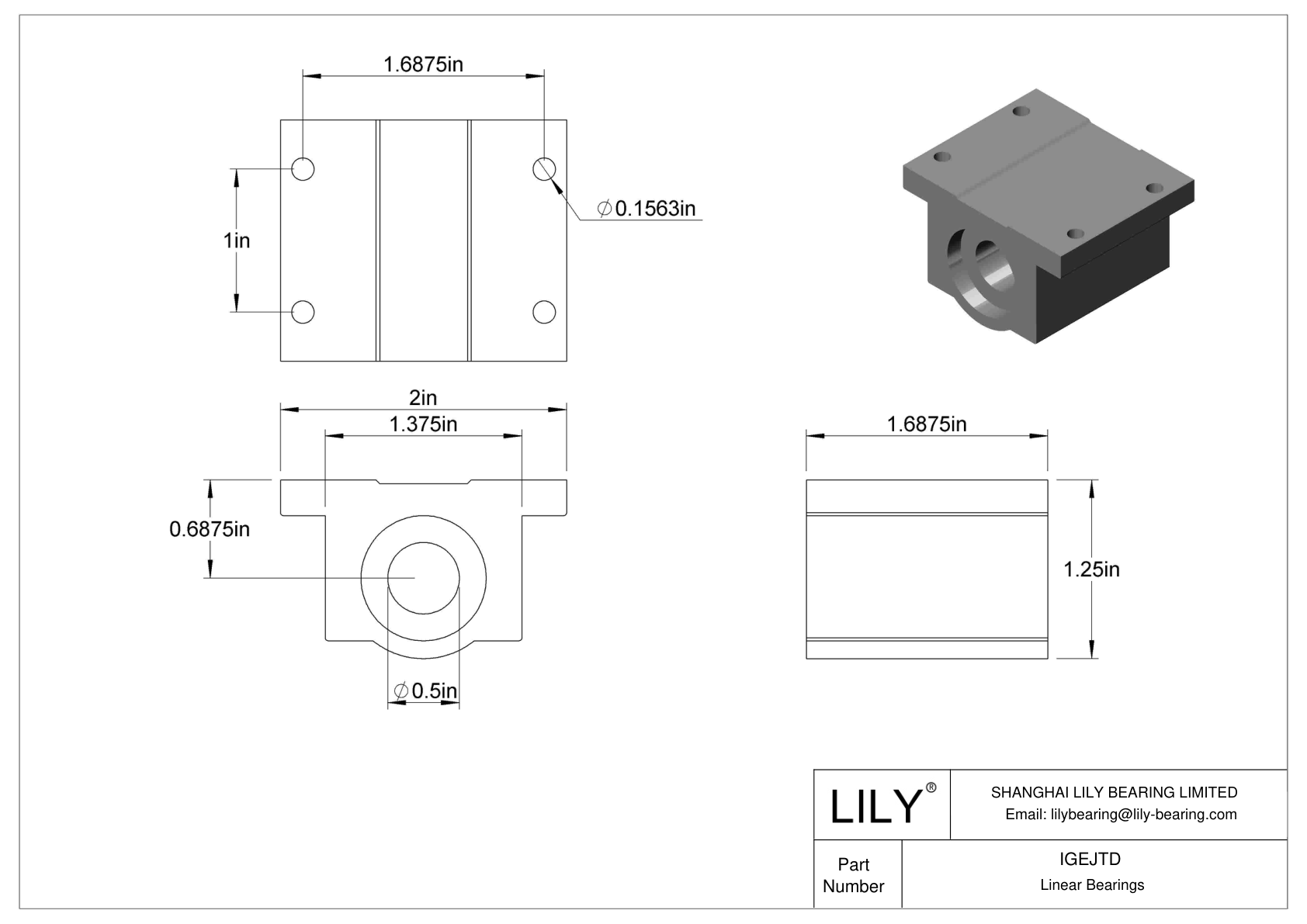 IGEJTD Common Mounted Linear Sleeve Bearings cad drawing