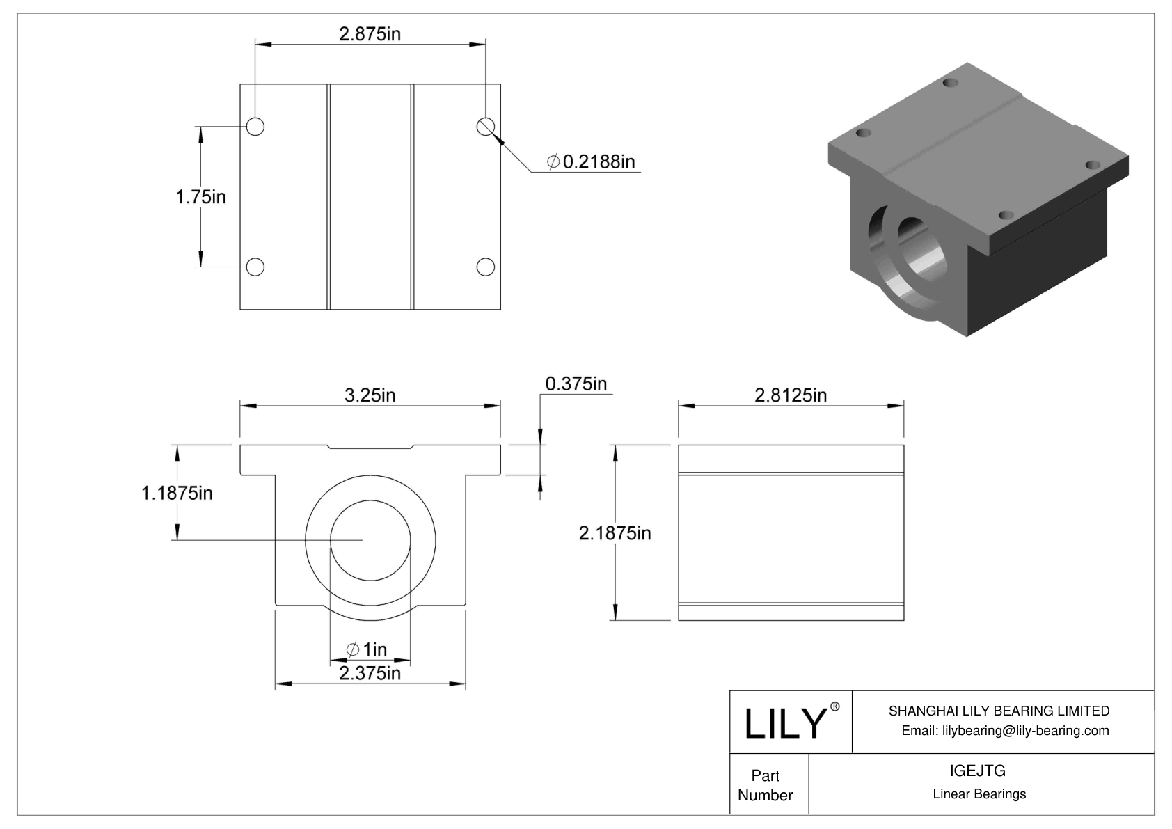 IGEJTG Common Mounted Linear Sleeve Bearings cad drawing