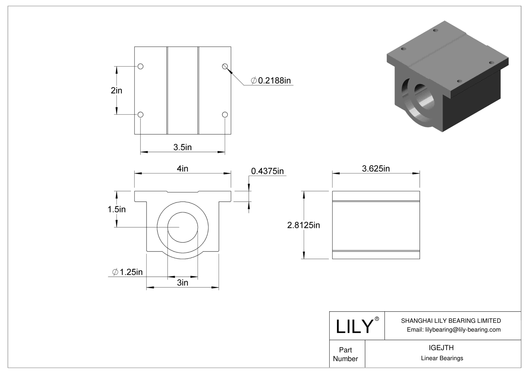 IGEJTH Common Mounted Linear Sleeve Bearings cad drawing