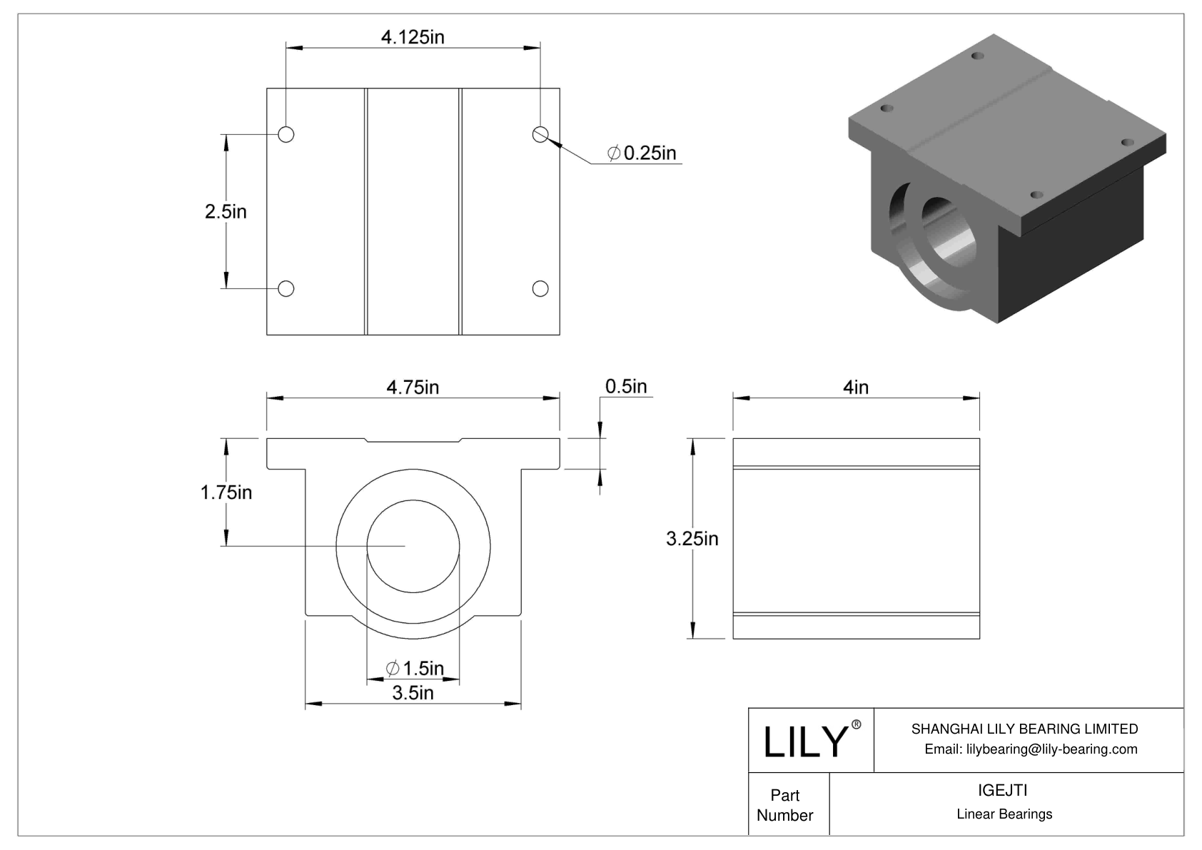 IGEJTI Common Mounted Linear Sleeve Bearings cad drawing